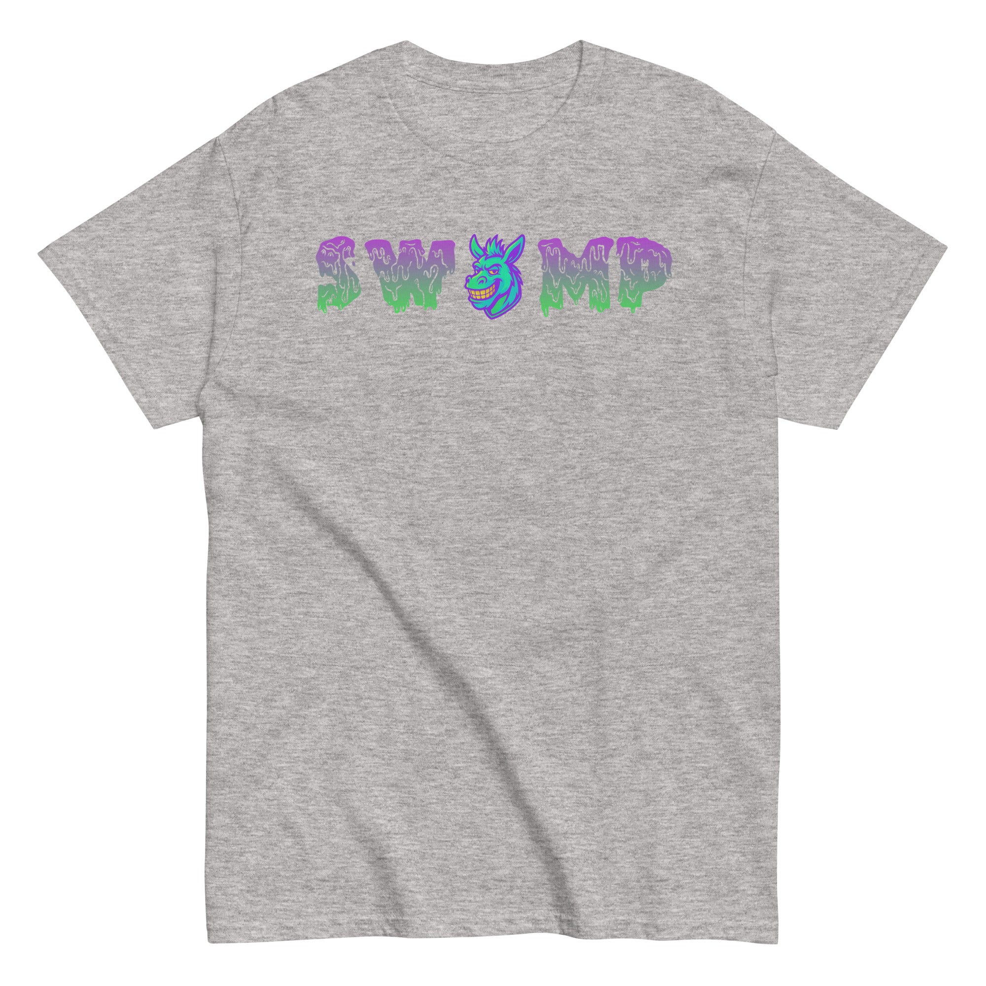 Collection of gray swamp donkey baseball t shirt in a gallery layout
