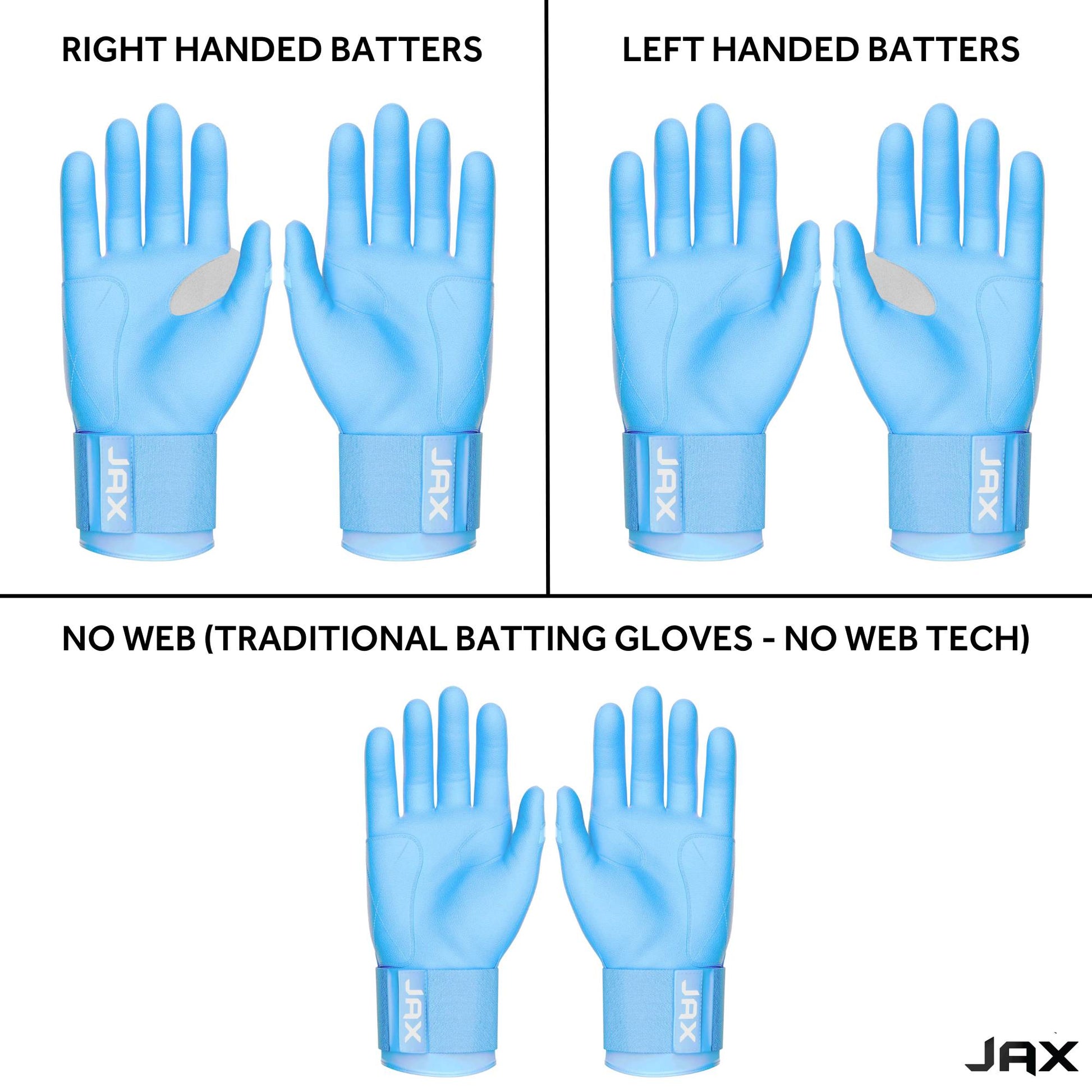 JAX Batting Gloves Baby Blue Strap Cuff