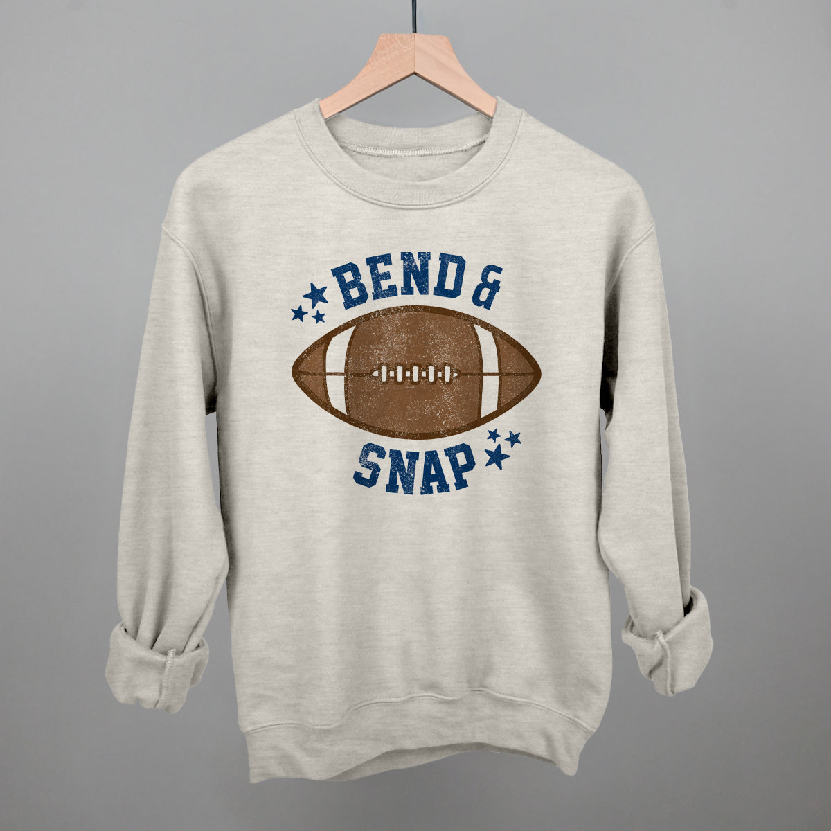 Bend and snap crewneck football sweatshirt