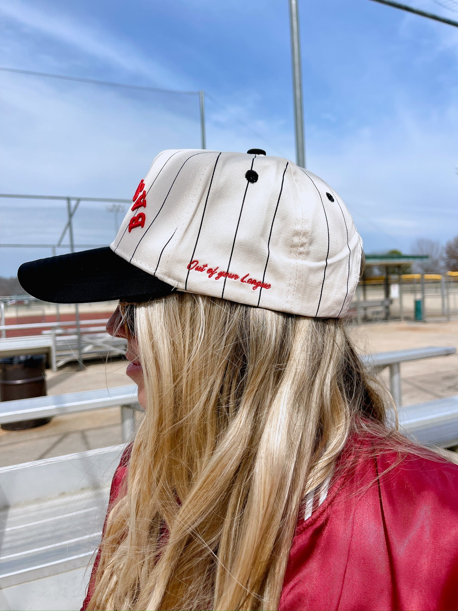 Collection of Baseball Pinstripe Vintage Hat | Out of Your League in a gallery layout