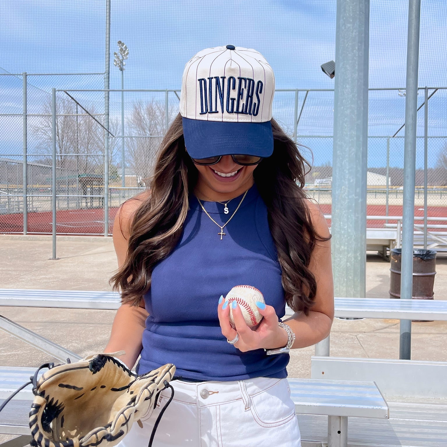 Collection of Dingers Hat | Pinstripe Vintage Baseball Trucker Snapback in a gallery layout