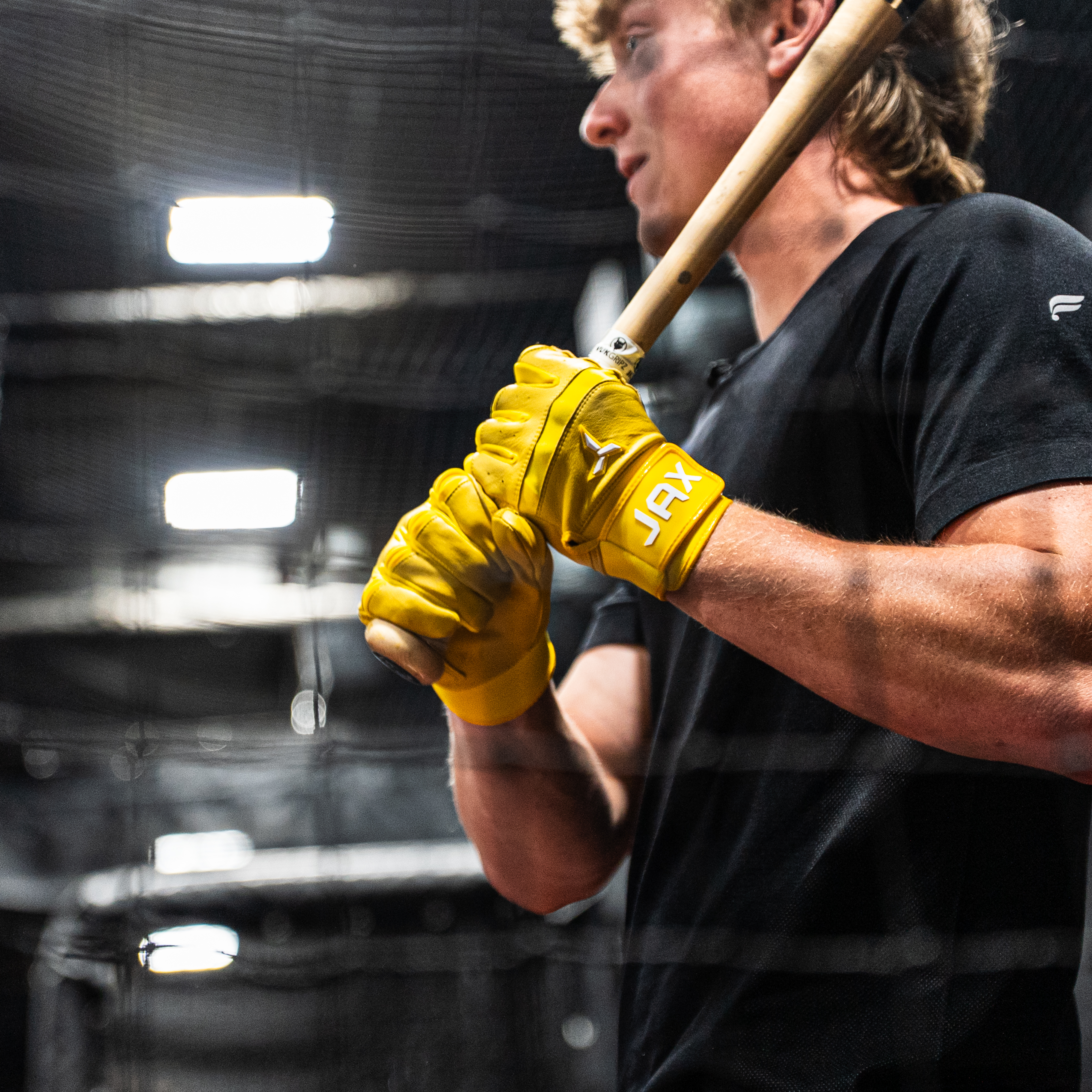 Collection of JAX Batting Gloves Standout Yellow Pro Cuff in a gallery layout