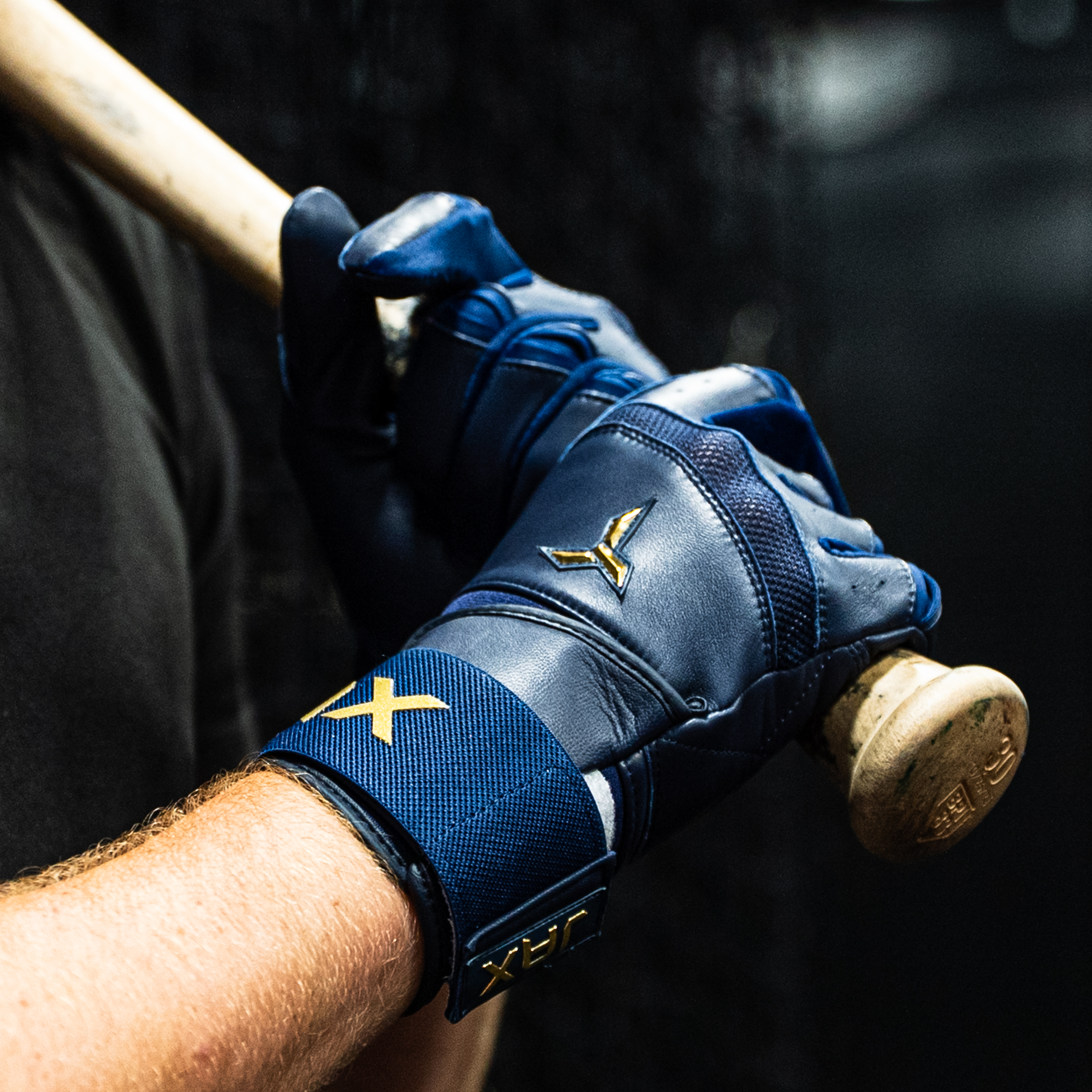 Collection of JAX Batting Gloves Shadow Navy Strap Cuff in a gallery layout