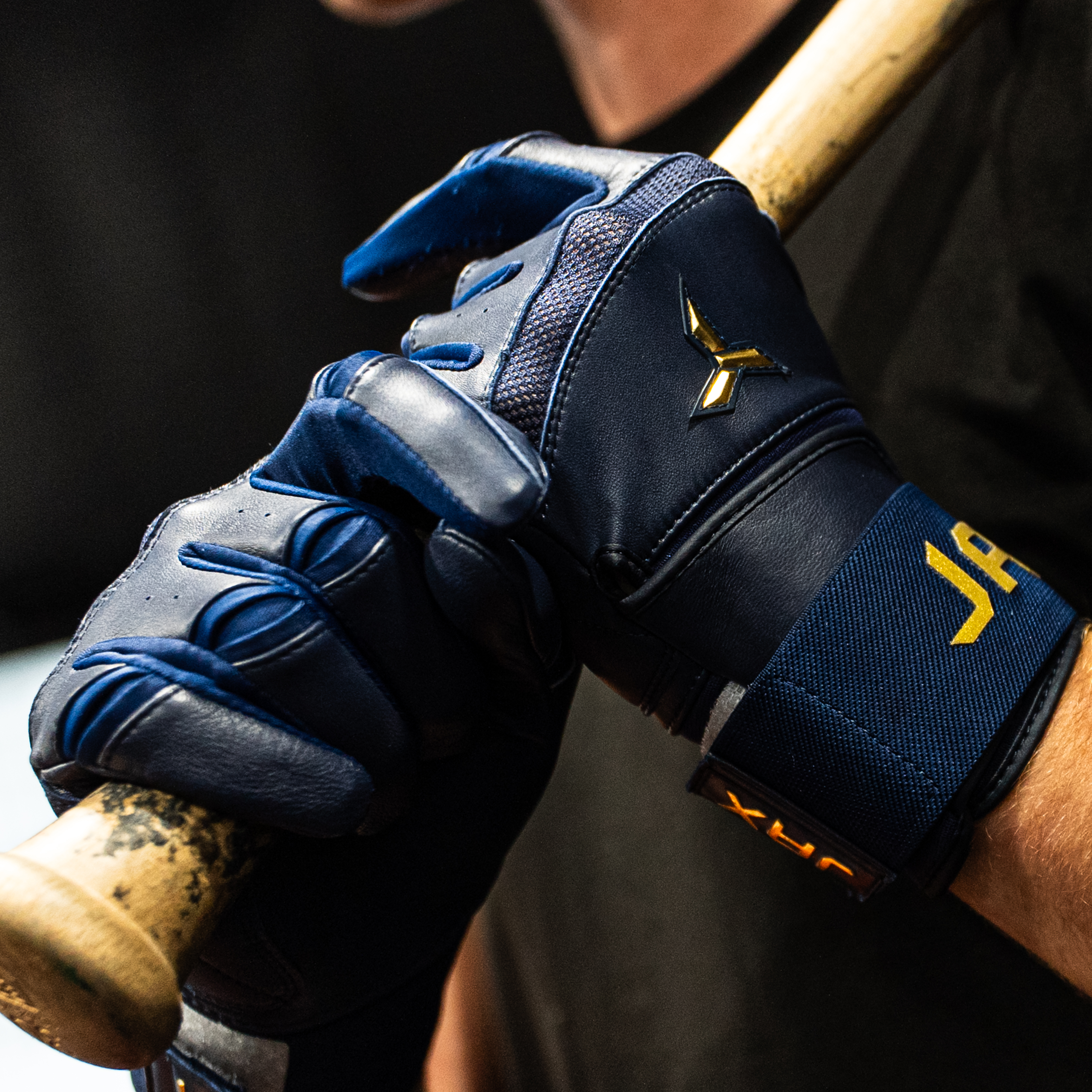 Collection of JAX Batting Gloves Shadow Navy Strap Cuff in a gallery layout