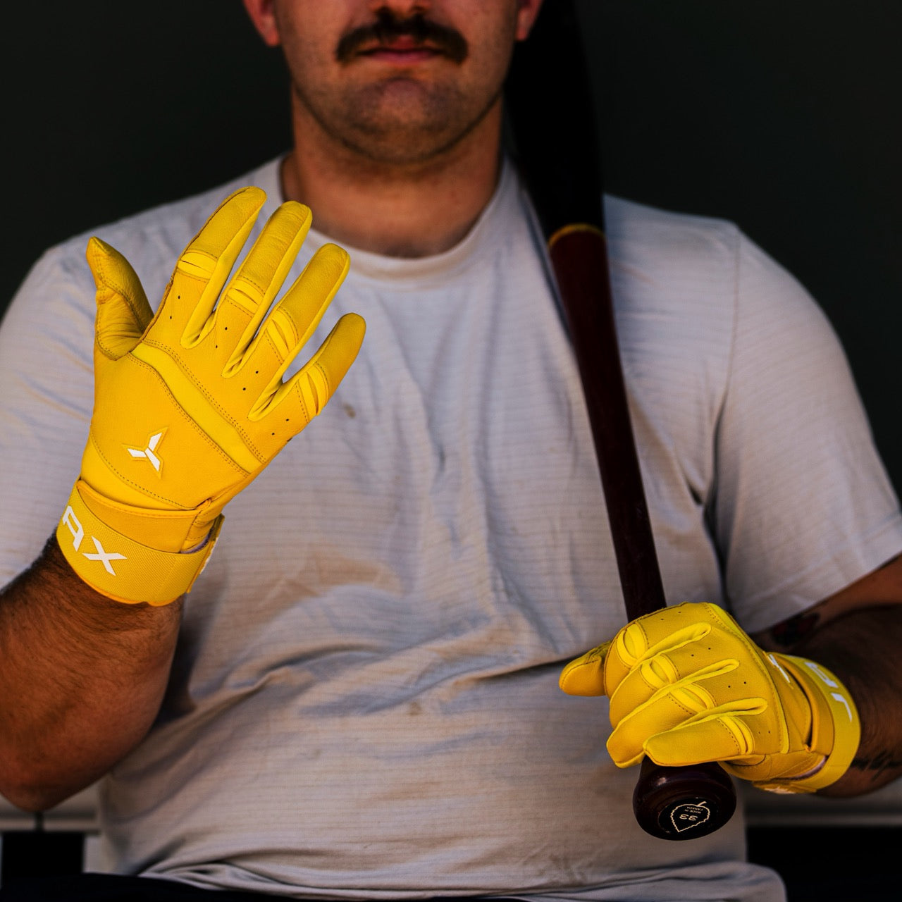 Collection of JAX Batting Gloves Standout Yellow Pro Cuff in a gallery layout