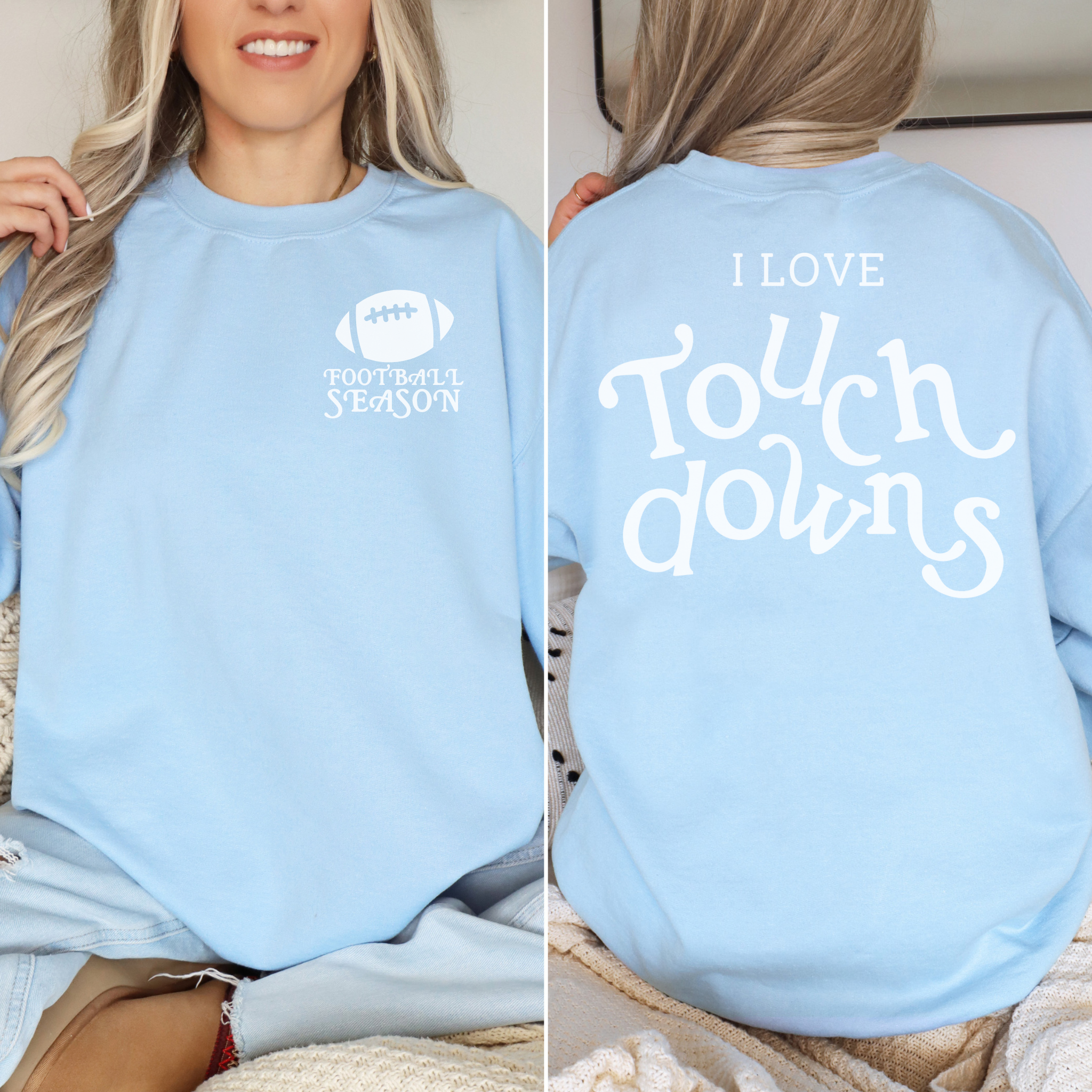 Collection of I Love Touchdowns Football Season Crewneck Sweatshirt in a gallery layout