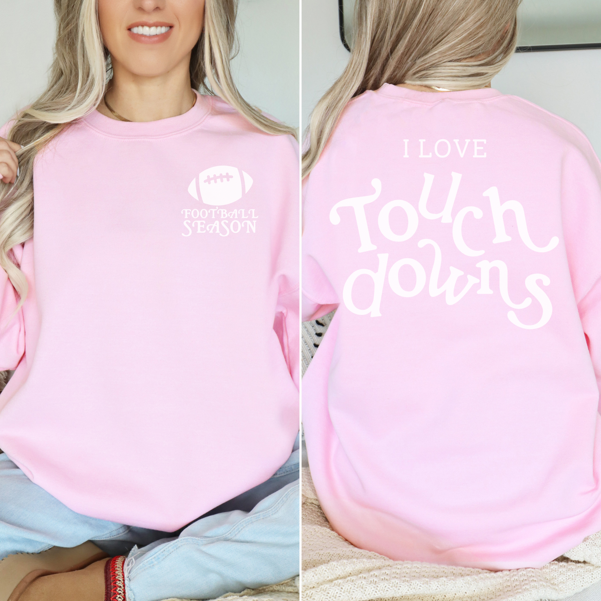 Collection of I Love Touchdowns Football Season Crewneck Sweatshirt in a gallery layout