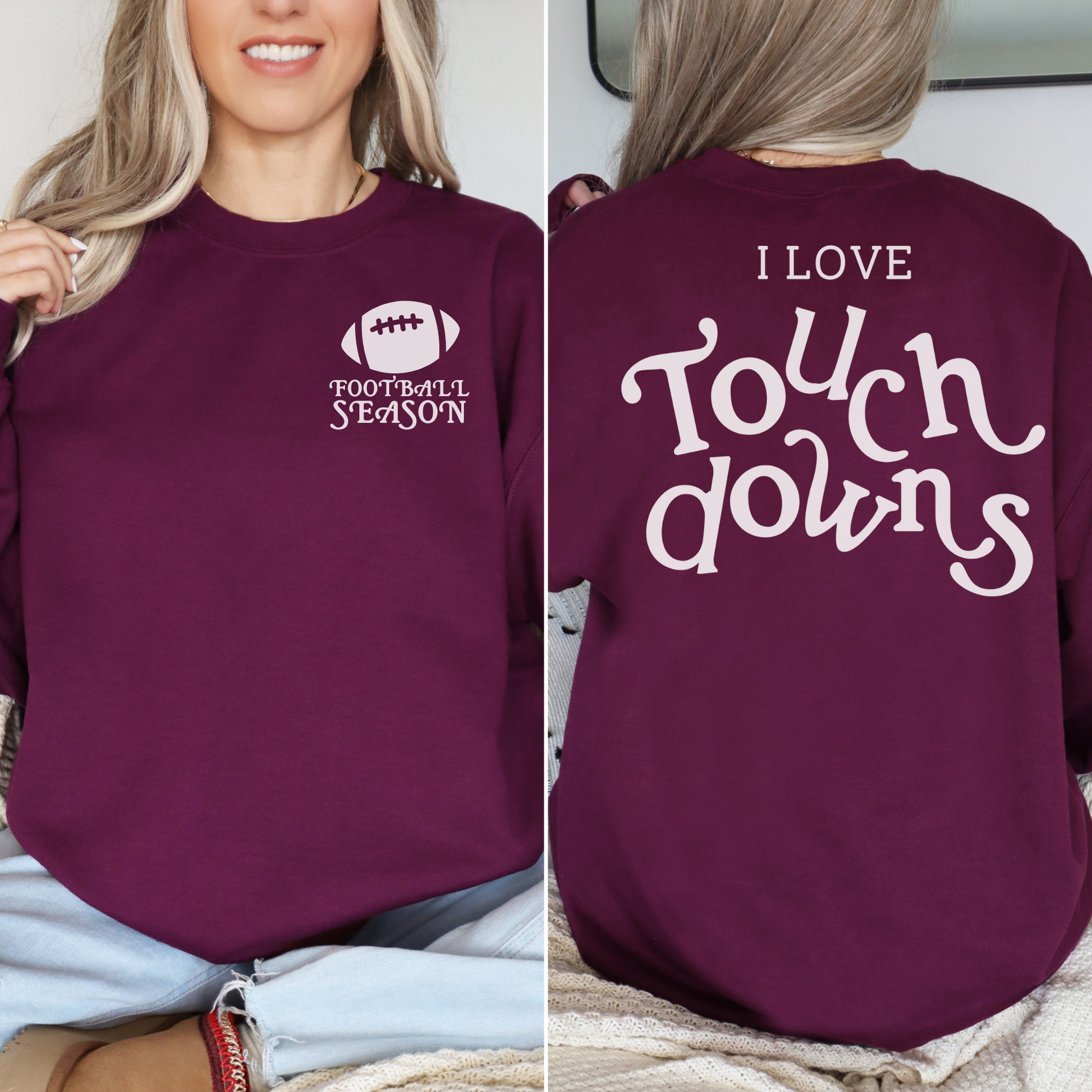 I Love Touchdowns Football Season Crewneck Sweatshirt