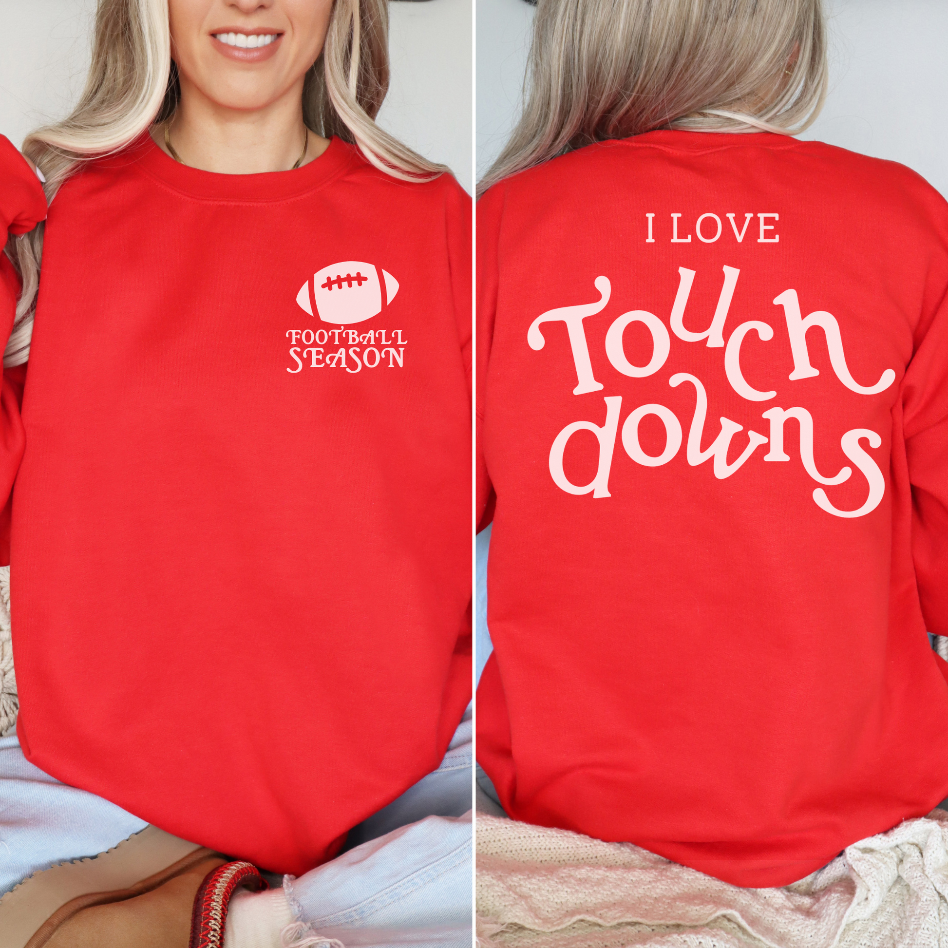 I Love Touchdowns Football Season Crewneck Sweatshirt