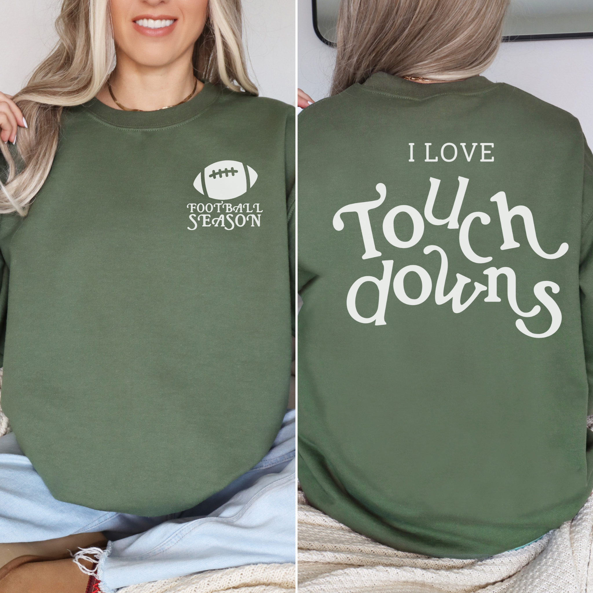 Collection of I Love Touchdowns Football Season Crewneck Sweatshirt in a gallery layout