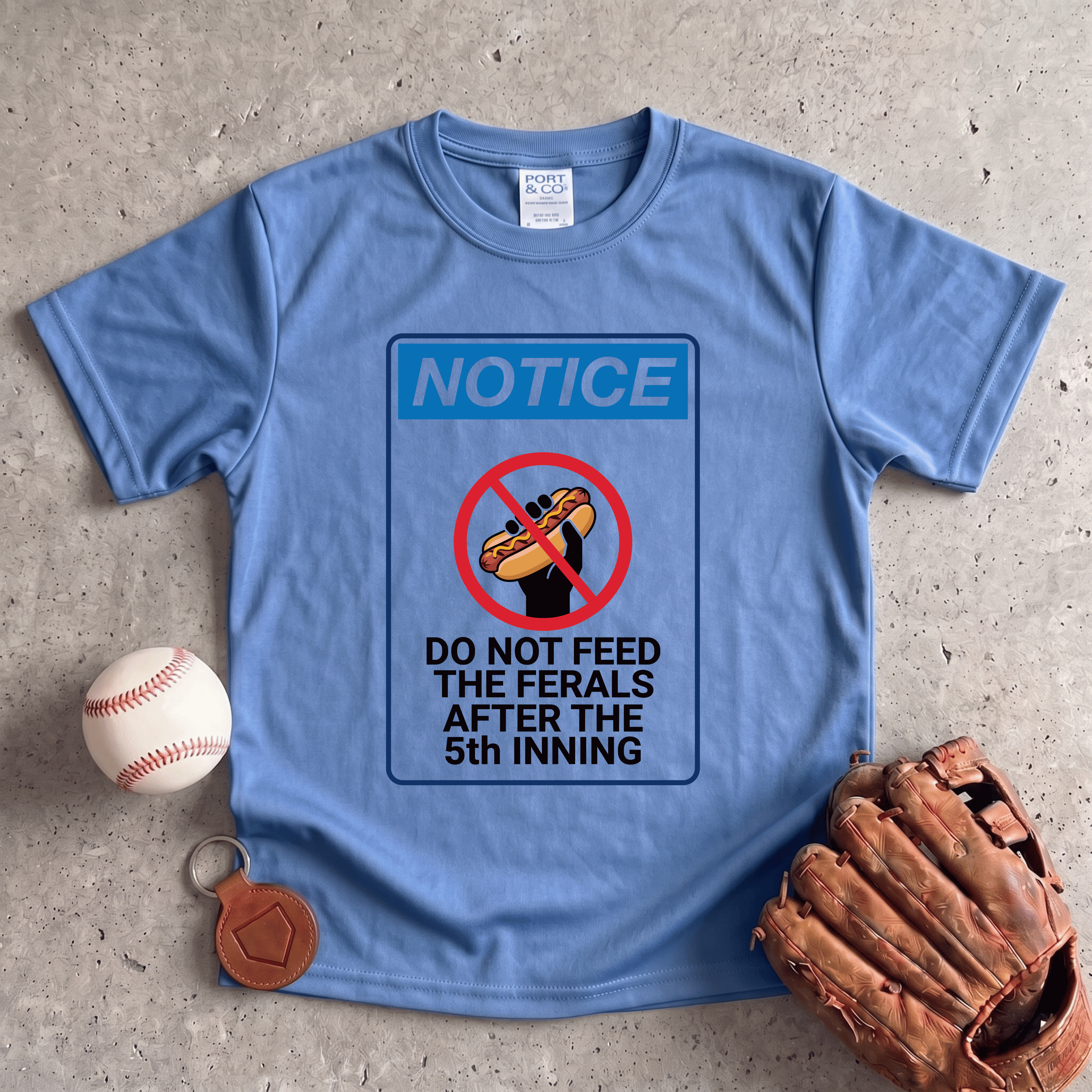 Collection of Do Not Feed the Ferals After the 5th Inning Youth Baseball Tee in a gallery layout