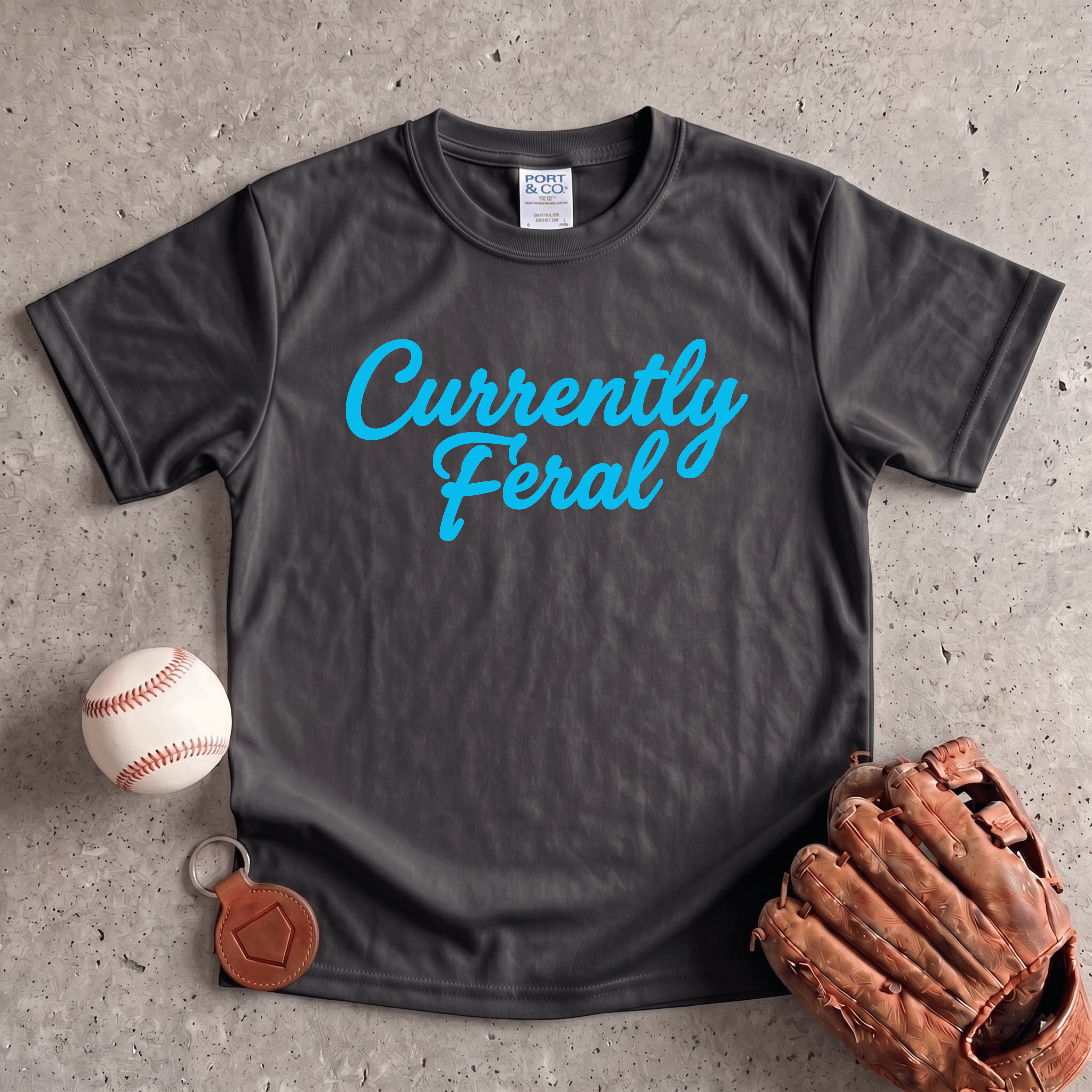 Collection of Currently Feral Youth Baseball Sibling Performance Tee in a gallery layout