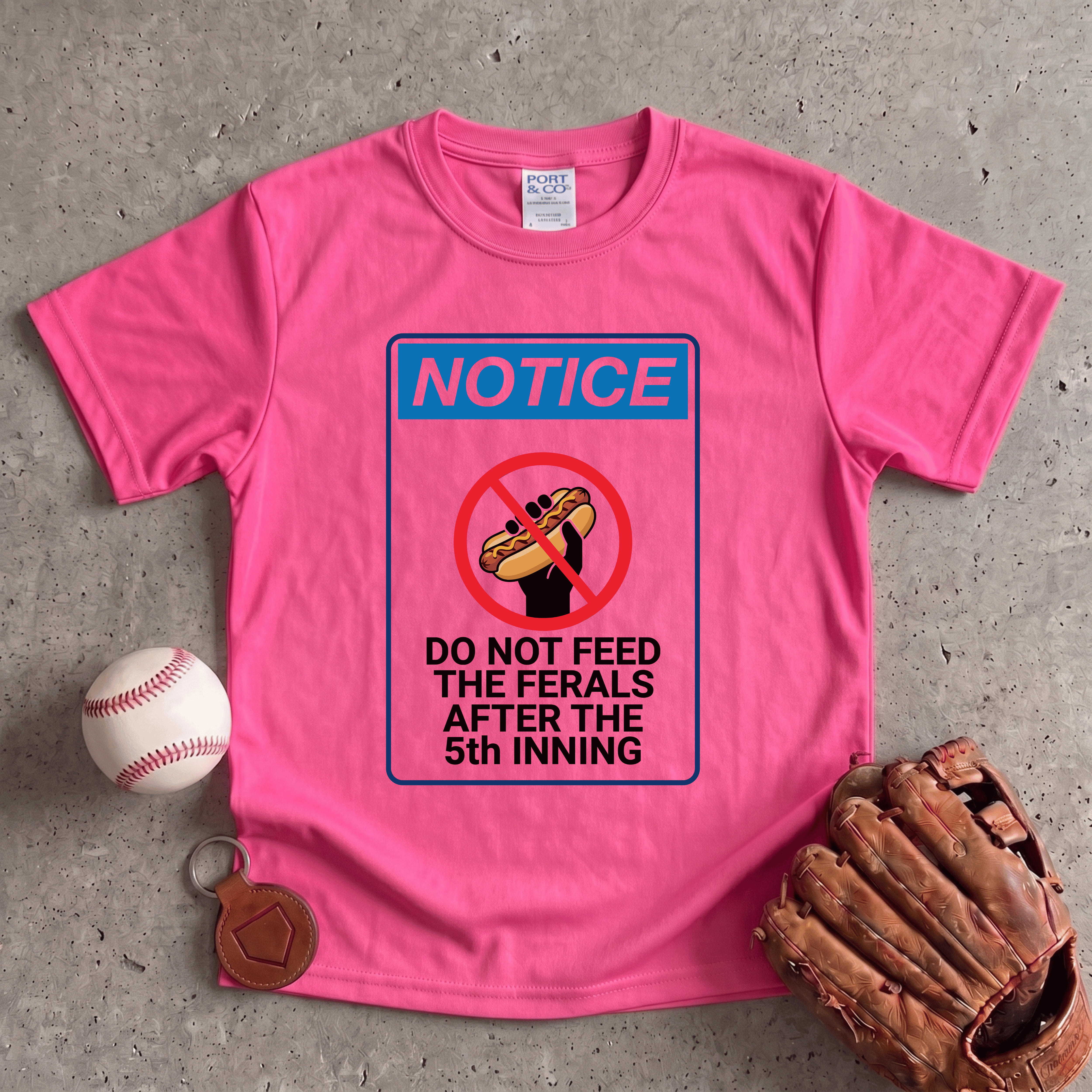 Collection of Do Not Feed the Ferals After the 5th Inning Youth Baseball Tee in a gallery layout