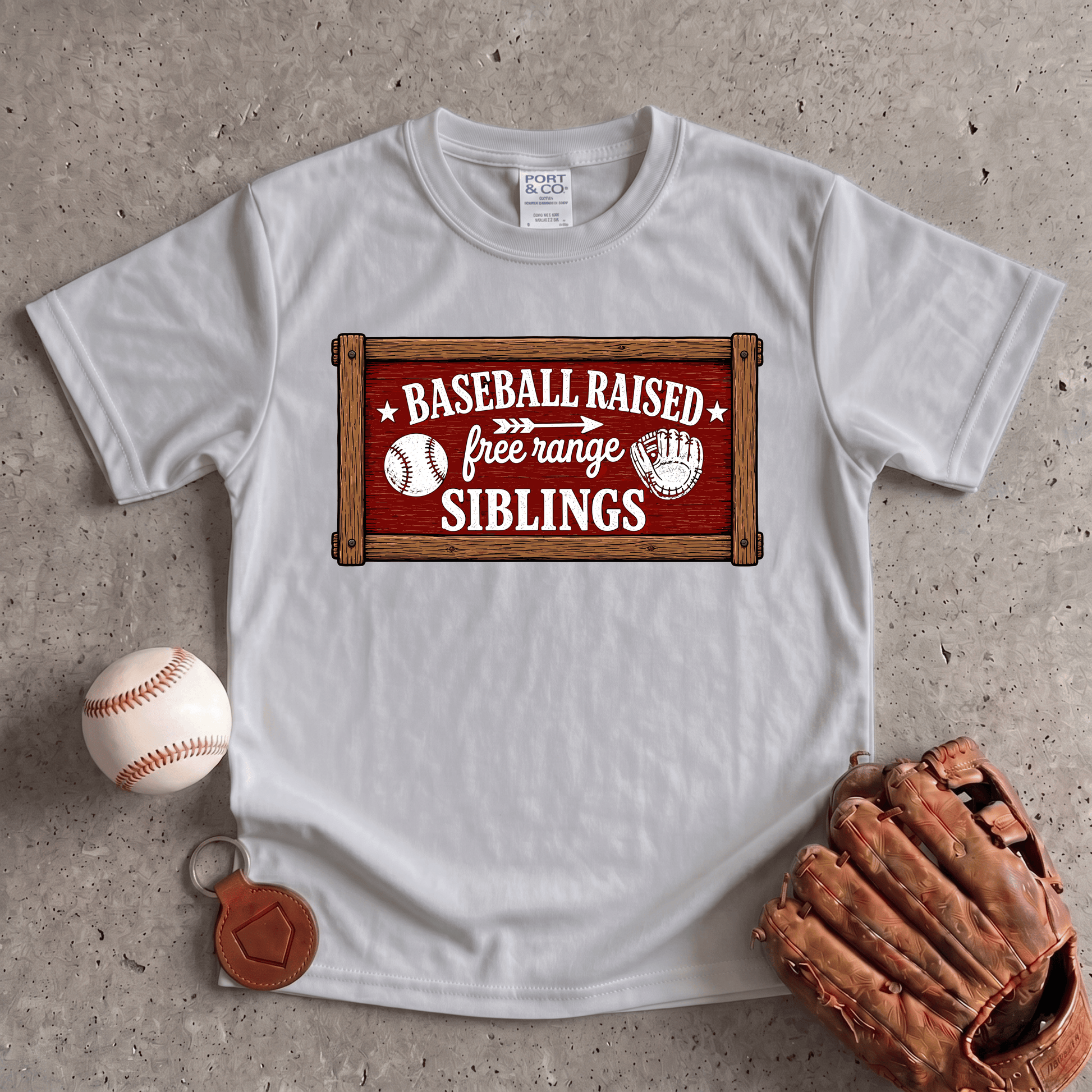 Baseball Raised Free Range Siblings Youth T-Shirt