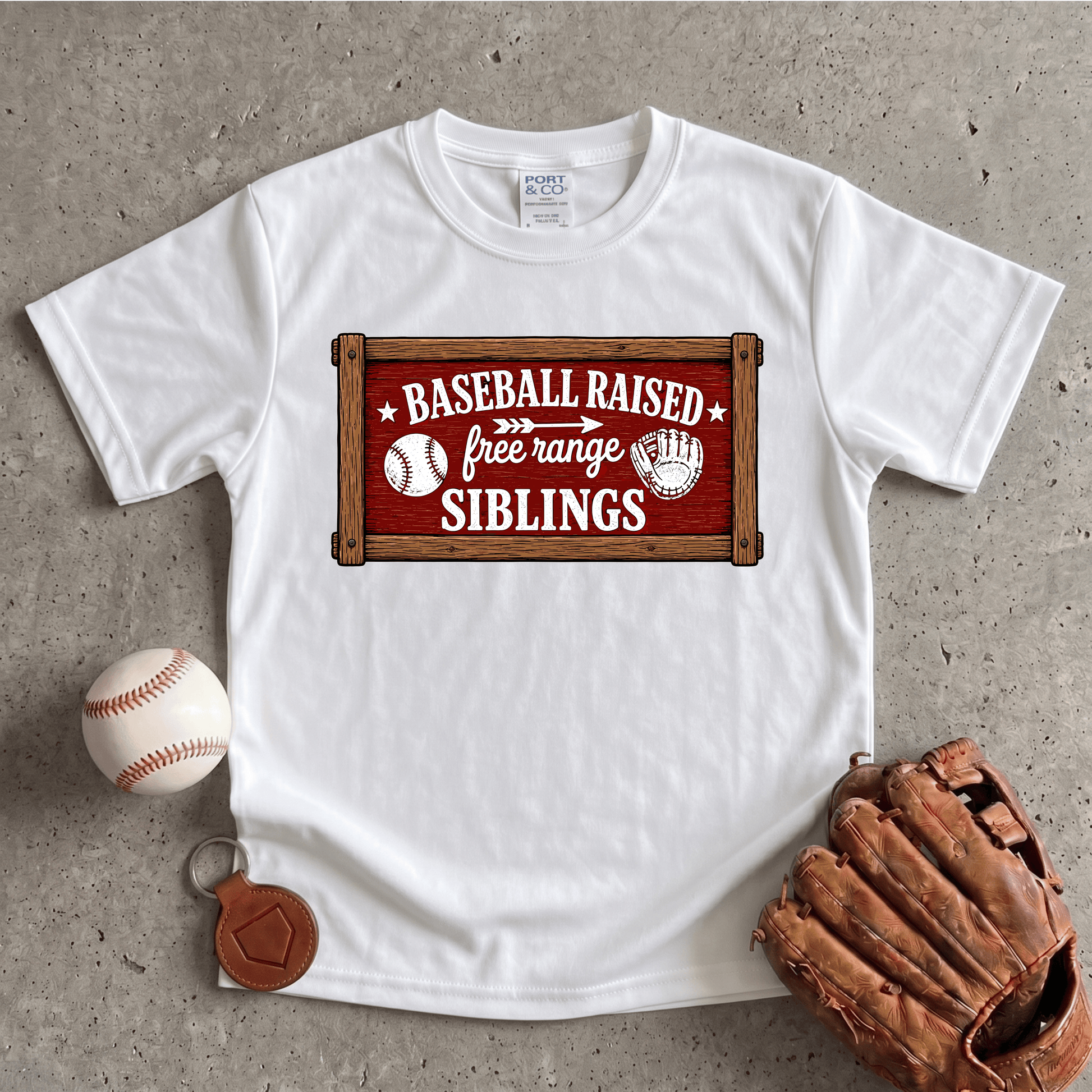 Baseball Raised Free Range Siblings Youth T-Shirt