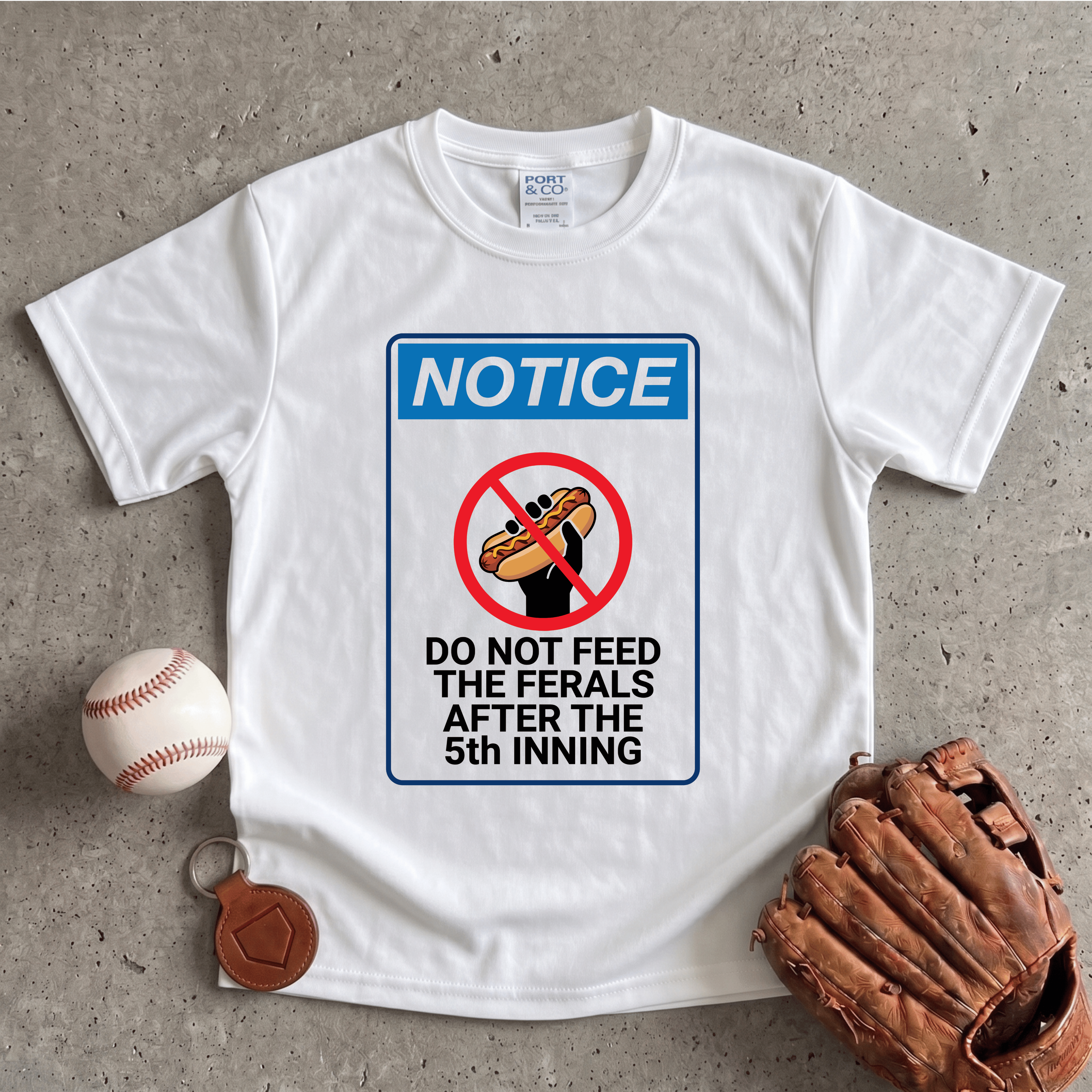 Collection of Do Not Feed the Ferals After the 5th Inning Youth Baseball Tee in a gallery layout
