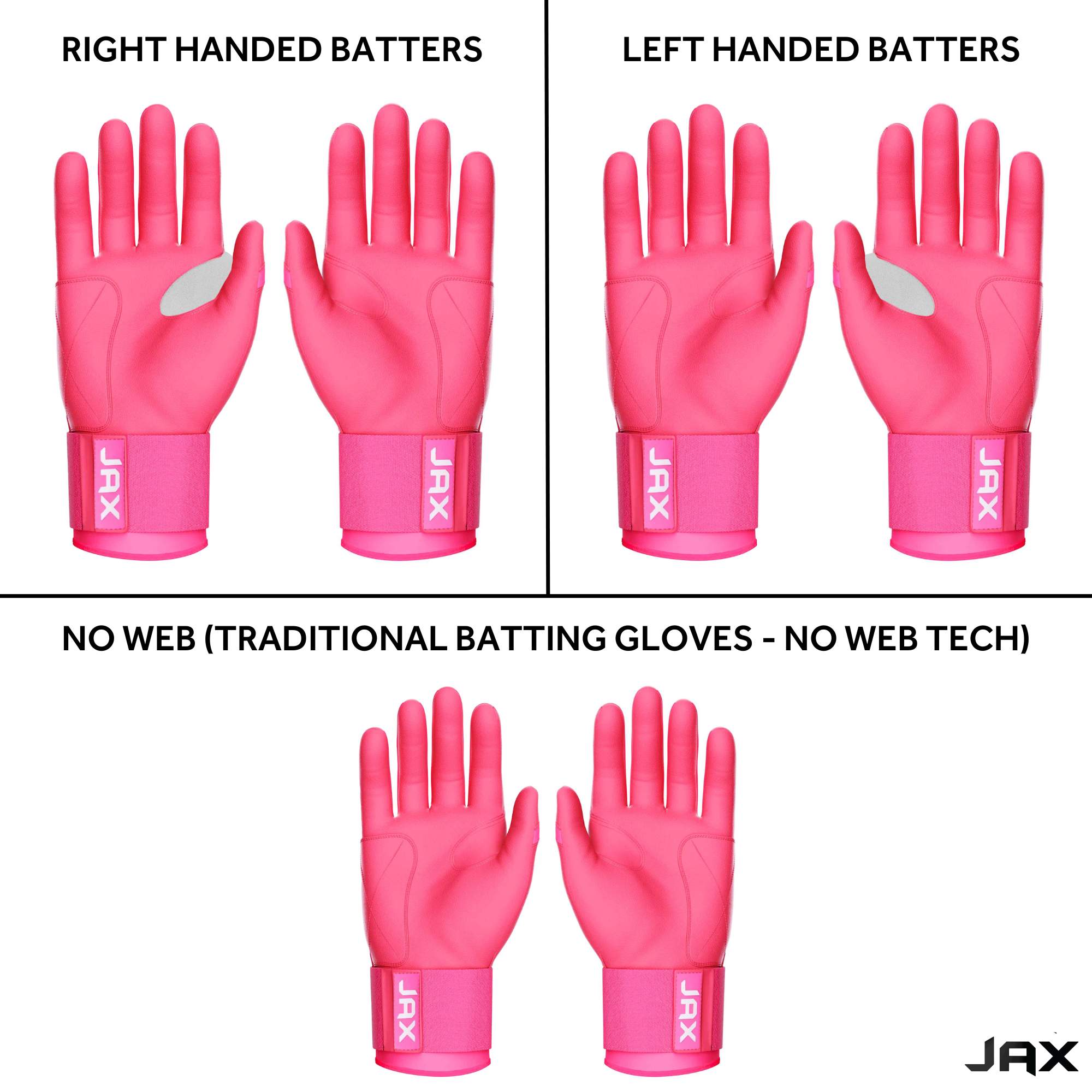 Collection of JAX Batting Gloves Pink Strap Cuff in a gallery layout
