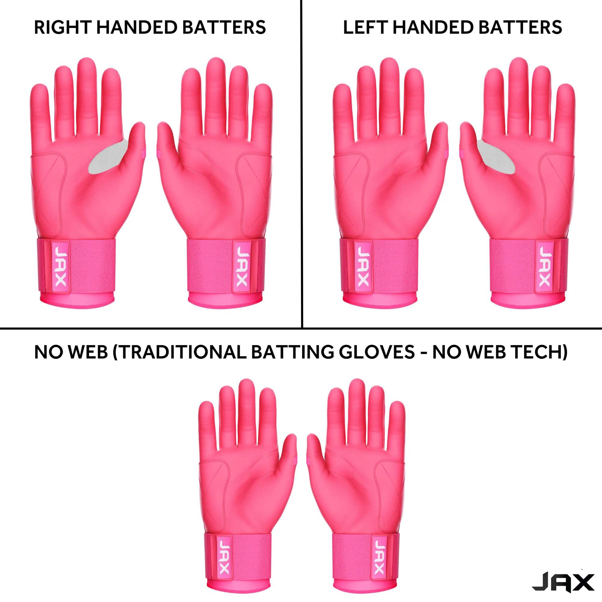 JAX Batting Gloves Pink Strap Cuff