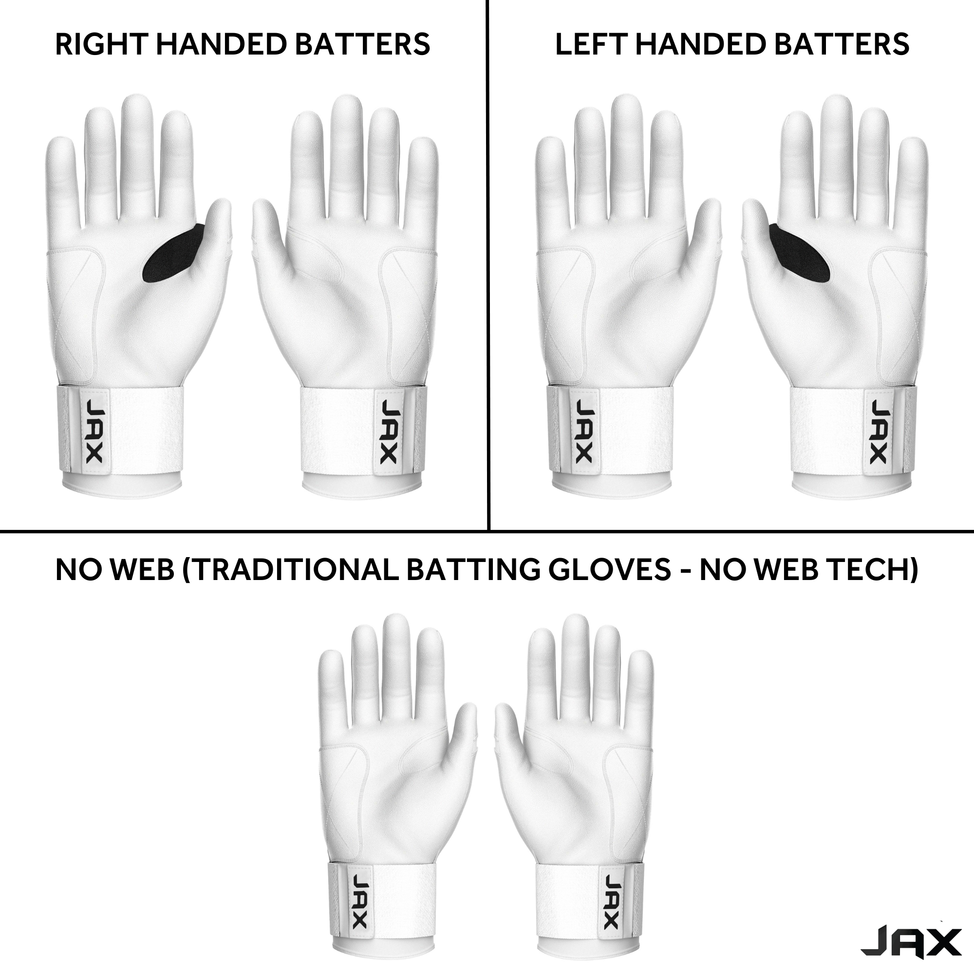 Collection of JAX Batting Gloves Platinum White Strap Cuff in a gallery layout