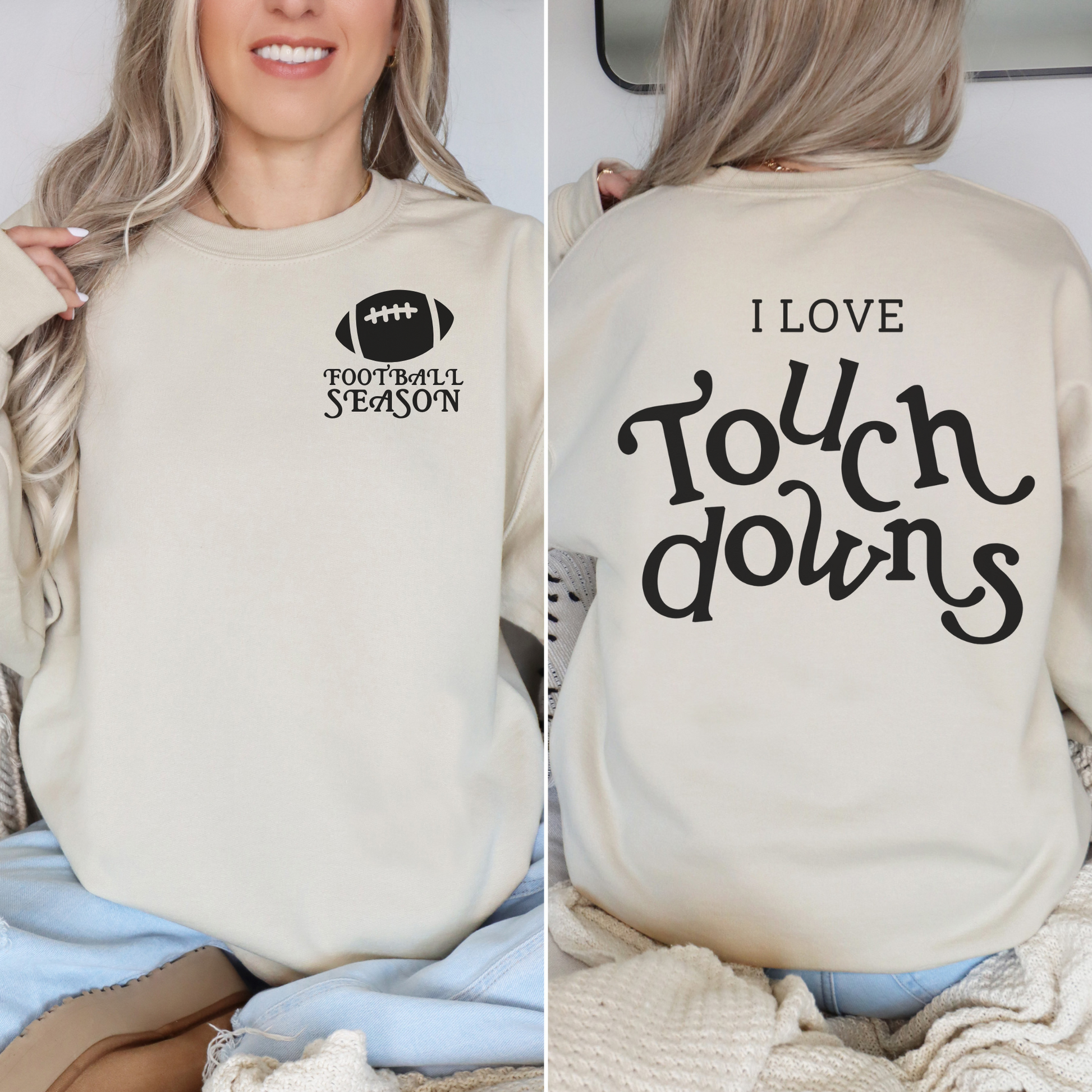 I Love Touchdowns Football Season Crewneck Sweatshirt