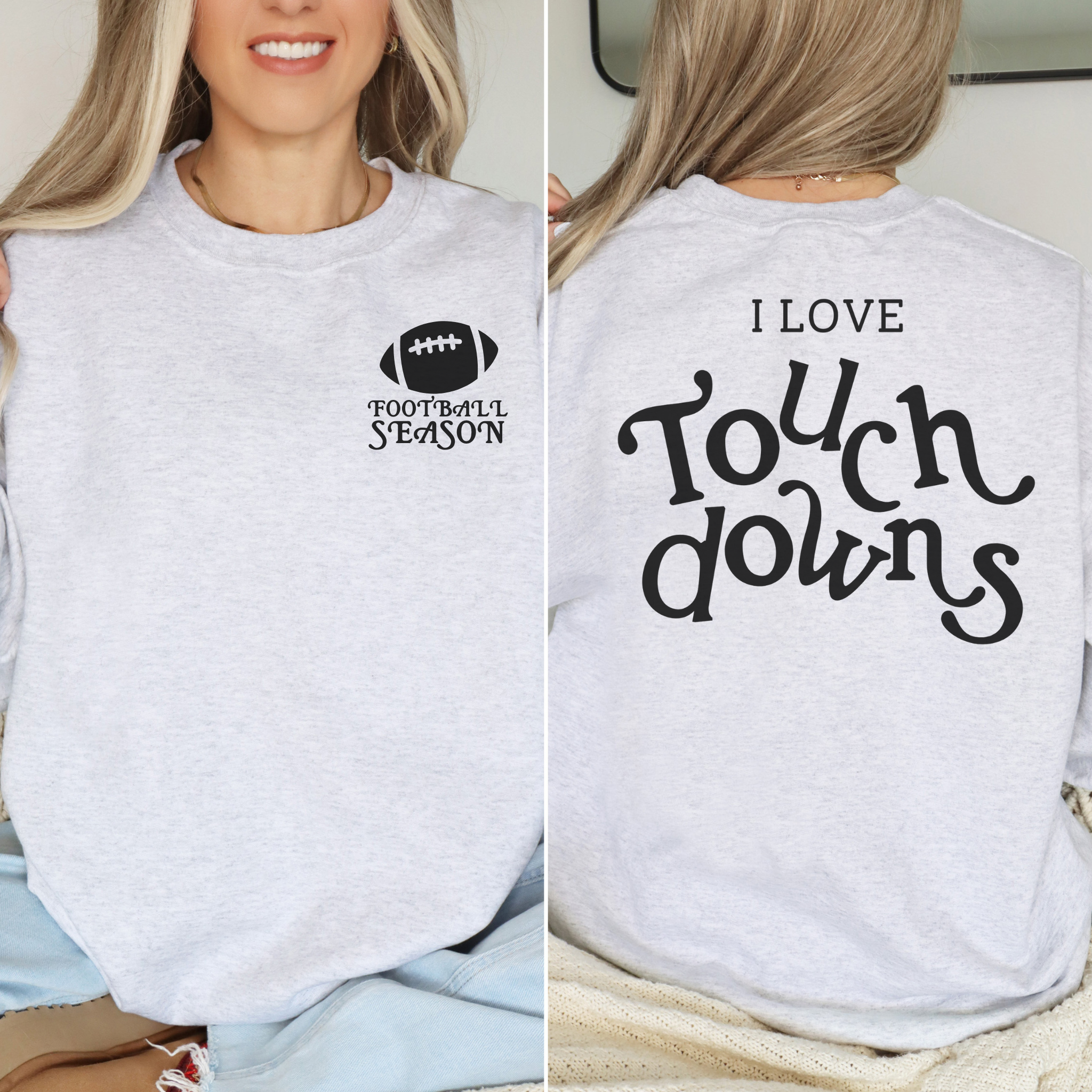 Collection of I Love Touchdowns Football Season Crewneck Sweatshirt in a gallery layout