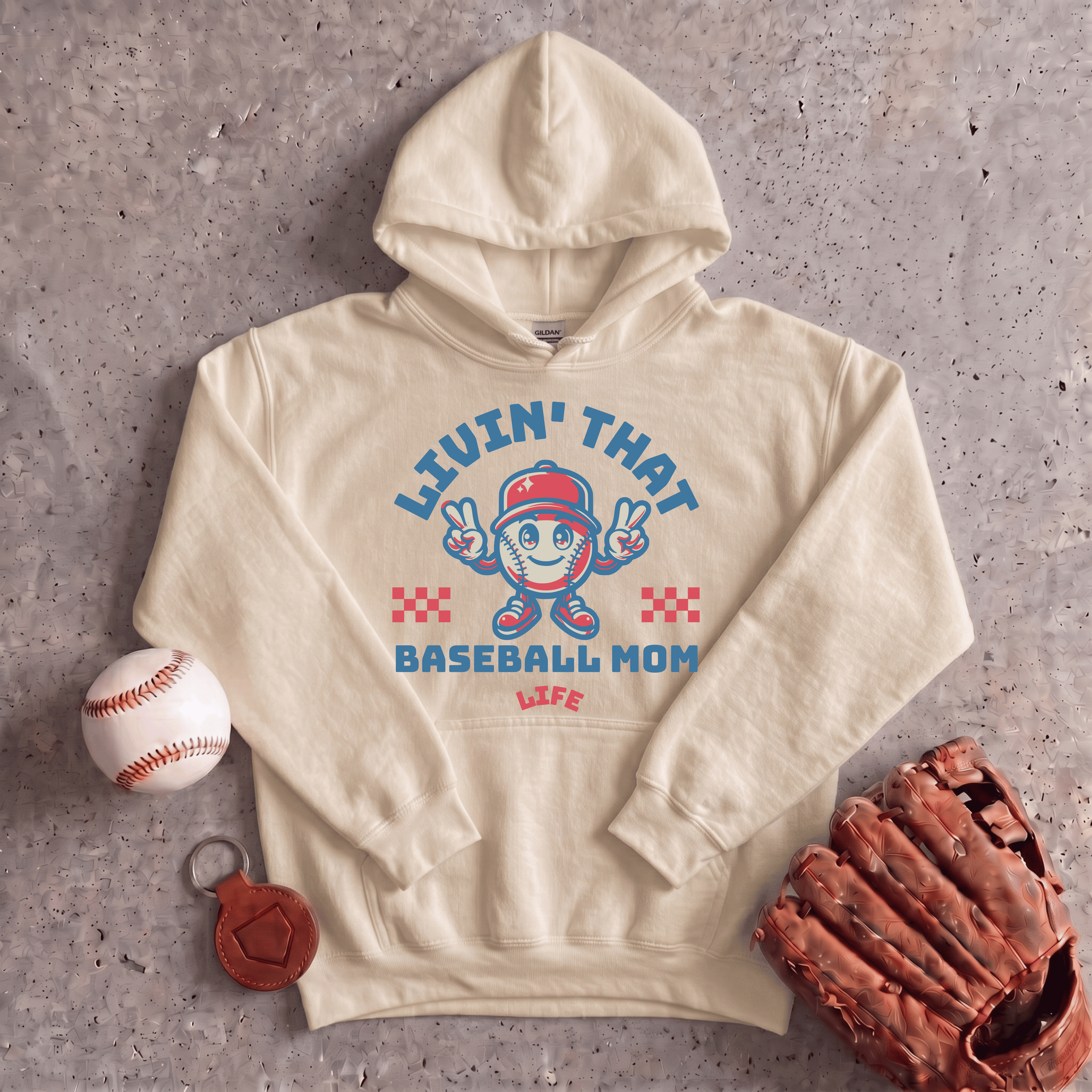 Collection of Livin That Baseball Mom Life Hoodie in a gallery layout