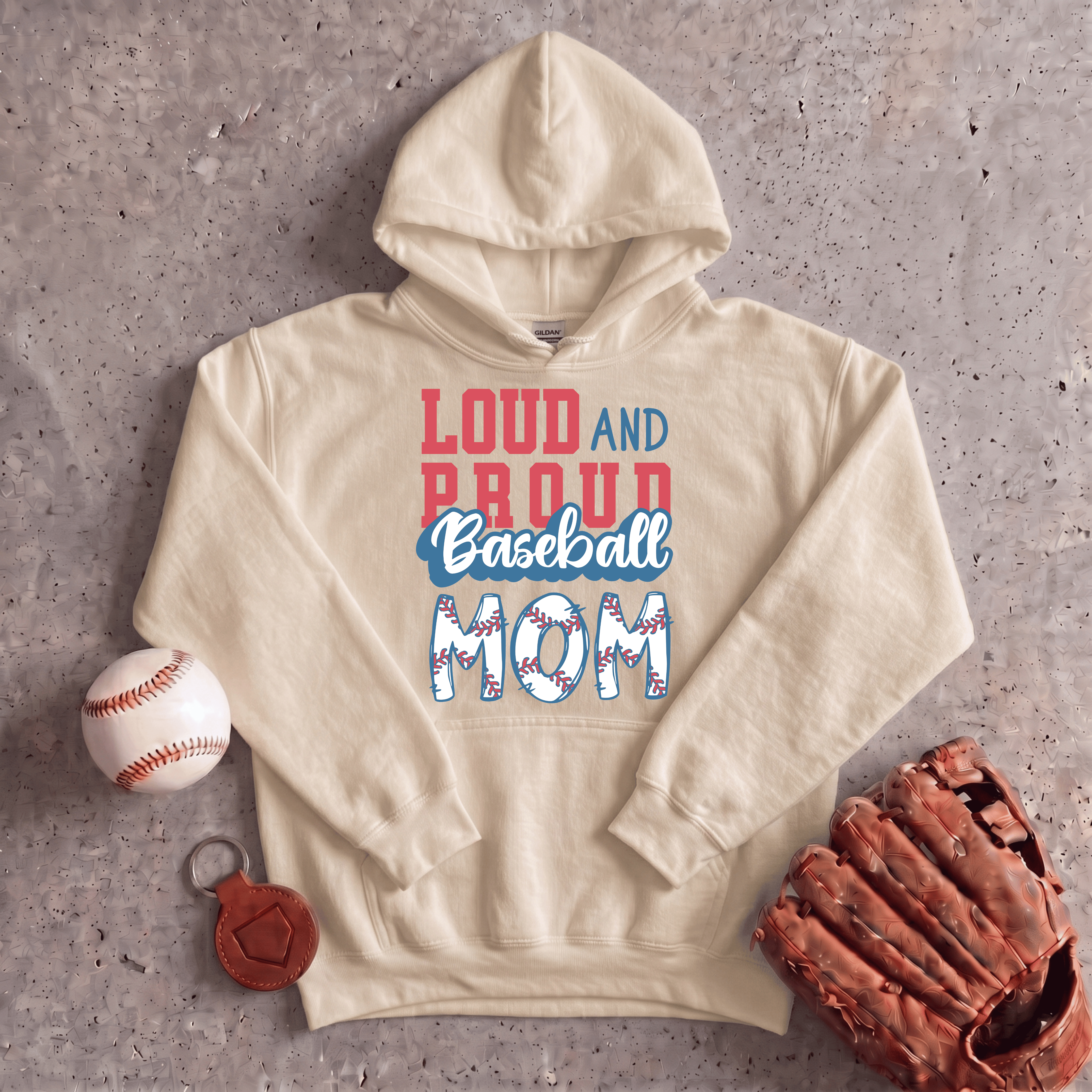 Collection of Loud and Proud Baseball Mom Hoodie in a gallery layout