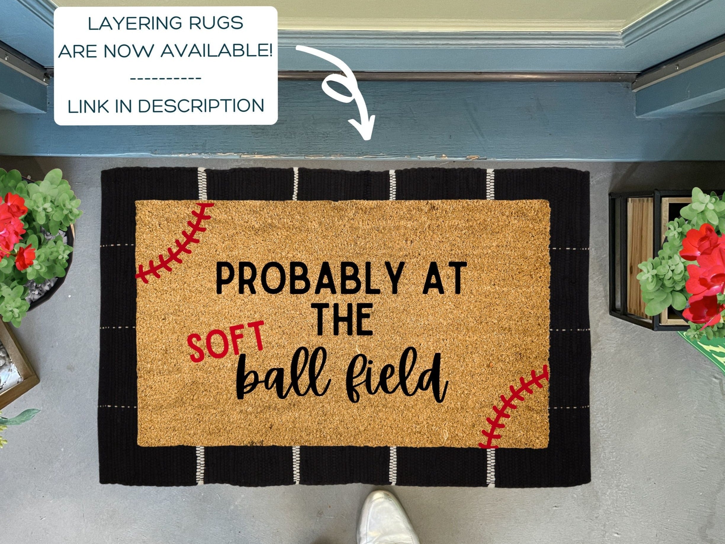 Collection of Probably at the Softball Field Doormat in a gallery layout