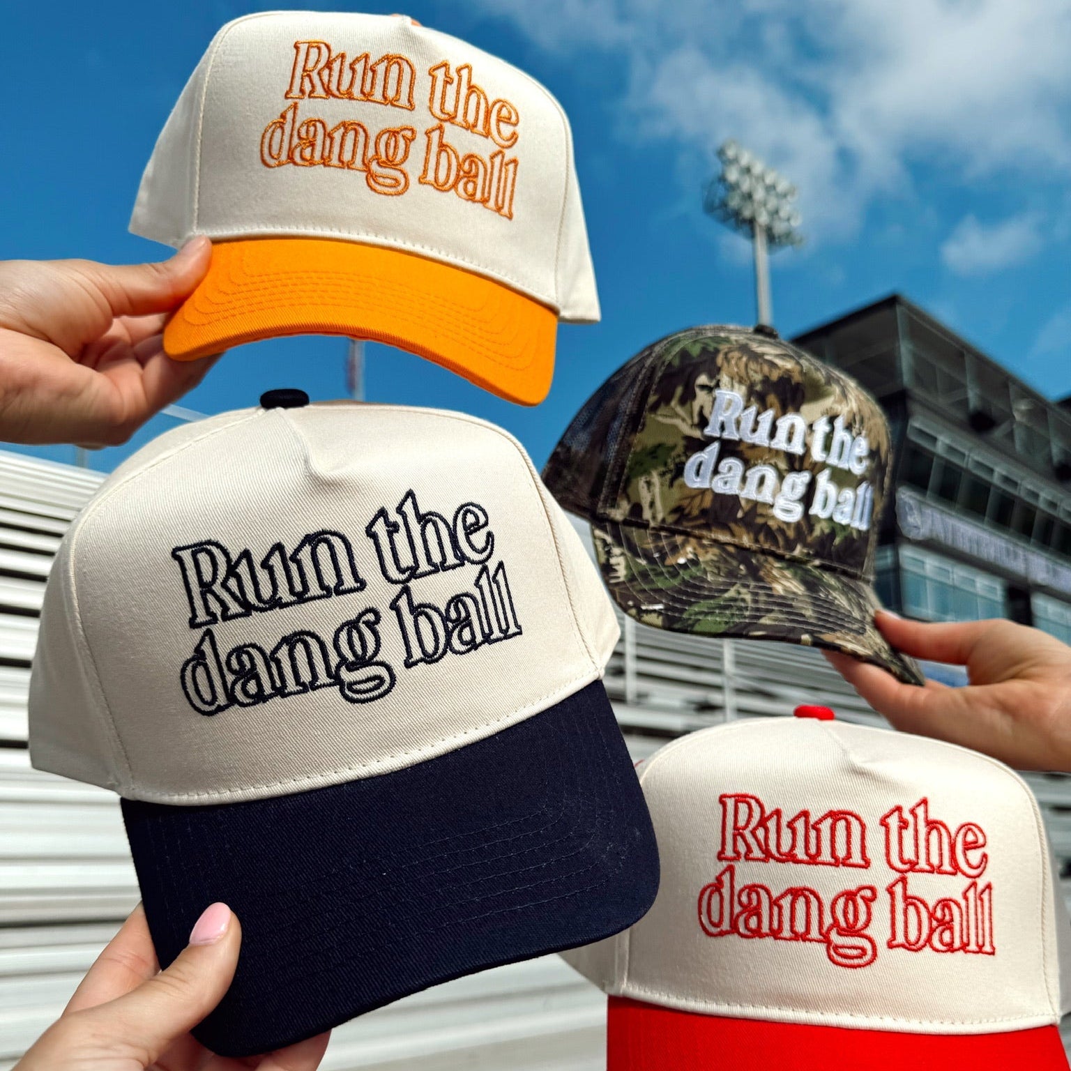 Collection of Run The Dang Ball Hat | Funny Football Vintage Trucker in a gallery layout