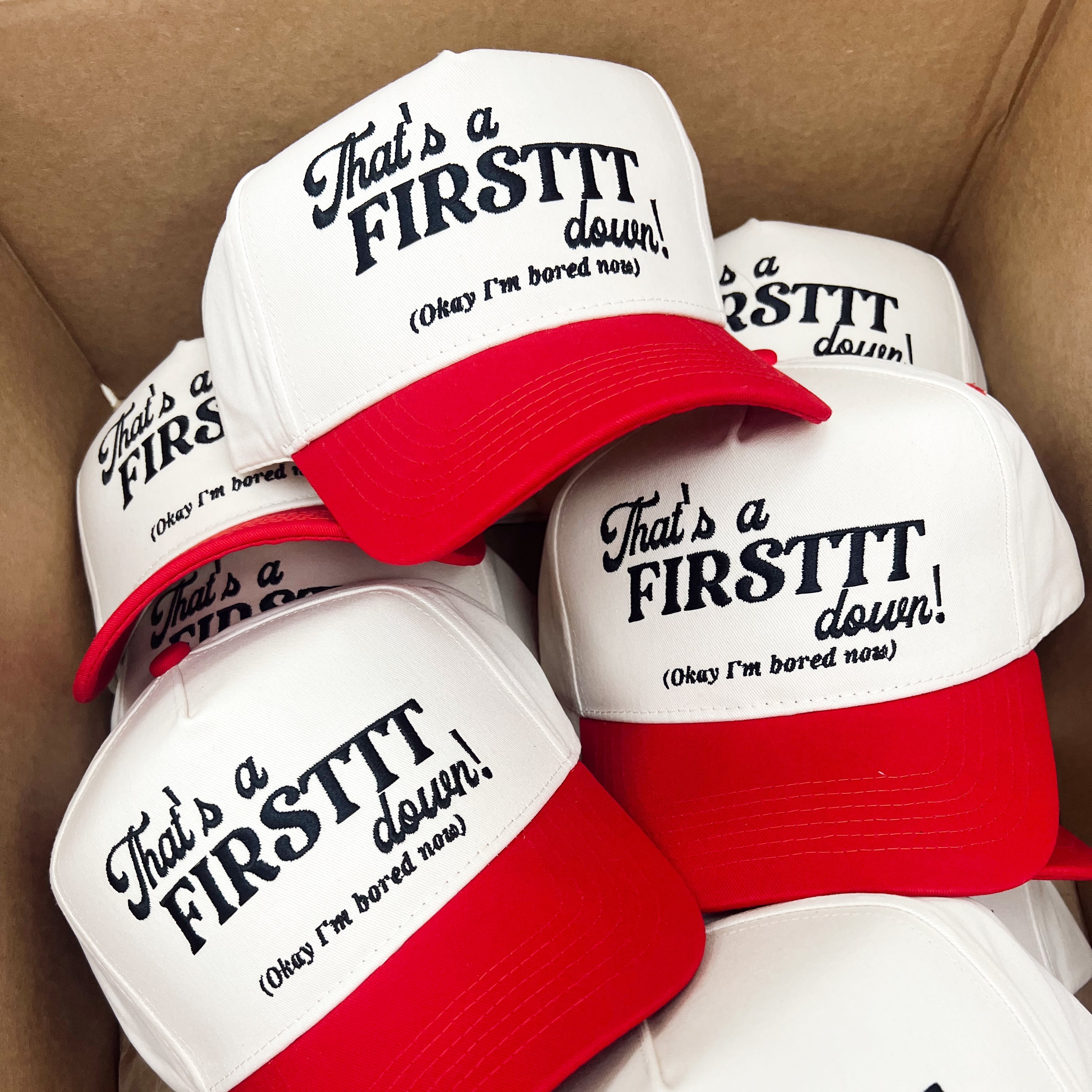 Collection of That's a Firstttt Down Hat | Funny Football Mom Trucker in a gallery layout