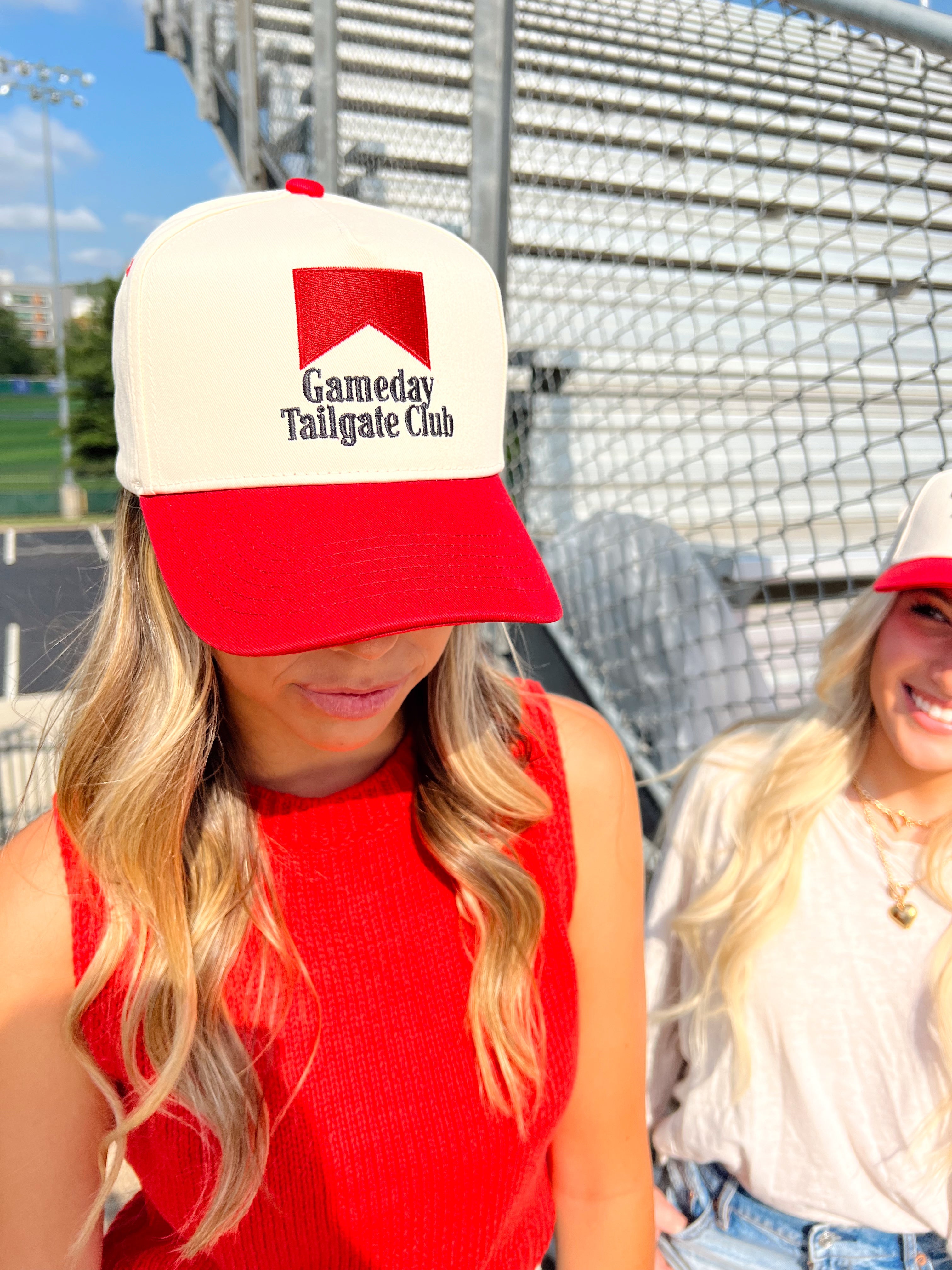 Collection of Gameday Tailgate Club Hat | Red Vintage Trucker Snapback in a gallery layout