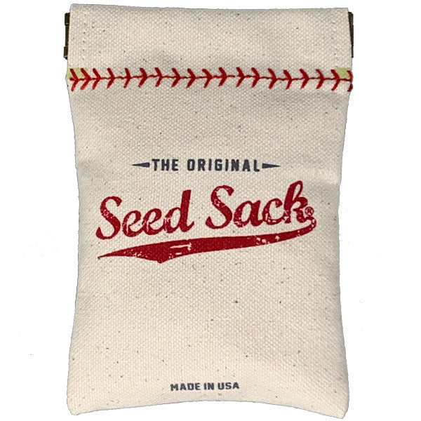 Canvas seed packet with red text 'The Original Seed Sack' on a white background