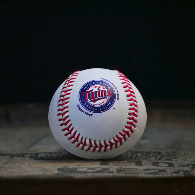Collection of Baseball with Twins logo on a dark background in a gallery layout