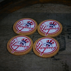 Collection of Four Yankees coasters on a wooden surface in a gallery layout