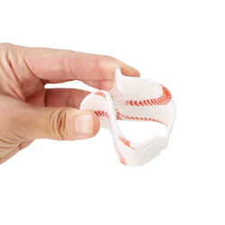 Collection of Hand holding a small white object with red accents on a white background in a gallery layout