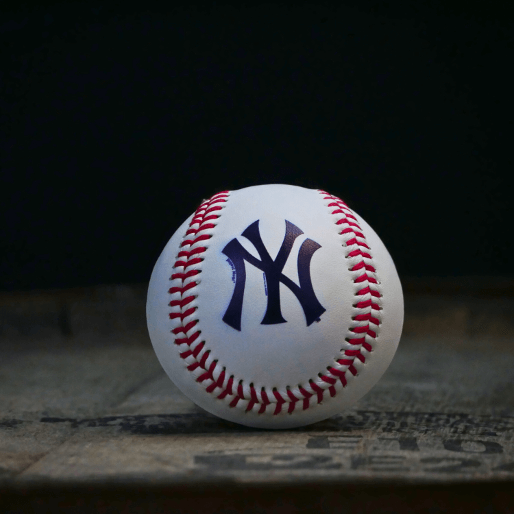 Collection of Baseball with New York Yankees logo on a dark background in a gallery layout