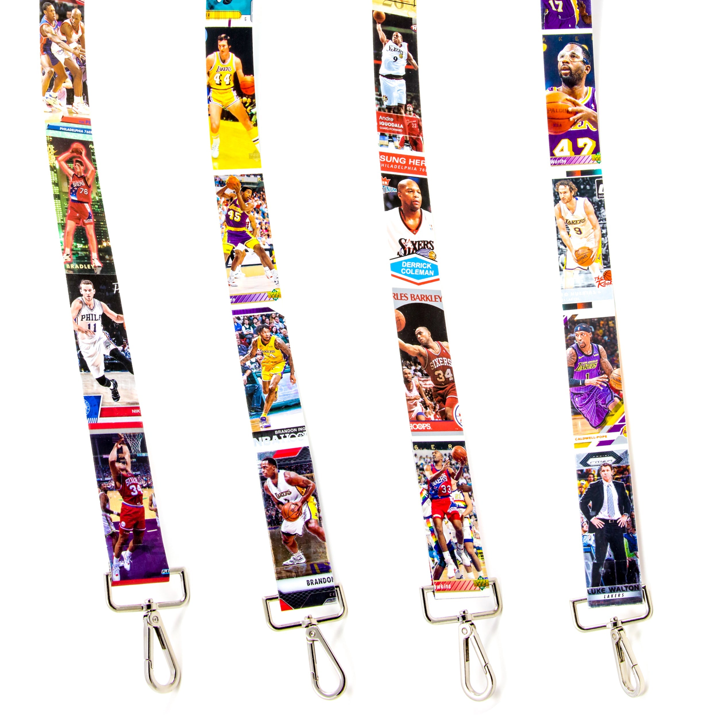 Collection of basketball card purse straps images on a white background in a gallery layout