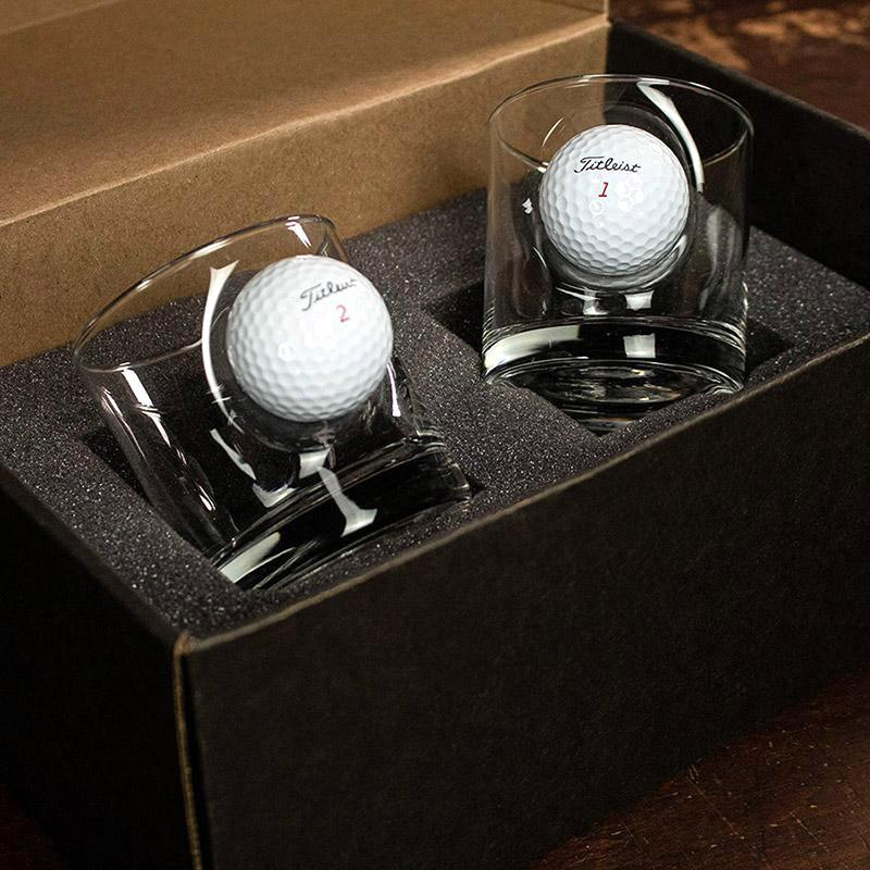 Collection of BenShot Golf Ball Glasses in a gallery layout