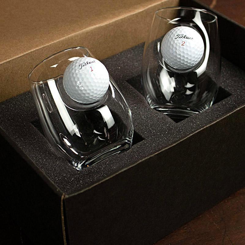 Collection of BenShot Golf Ball Glasses in a gallery layout