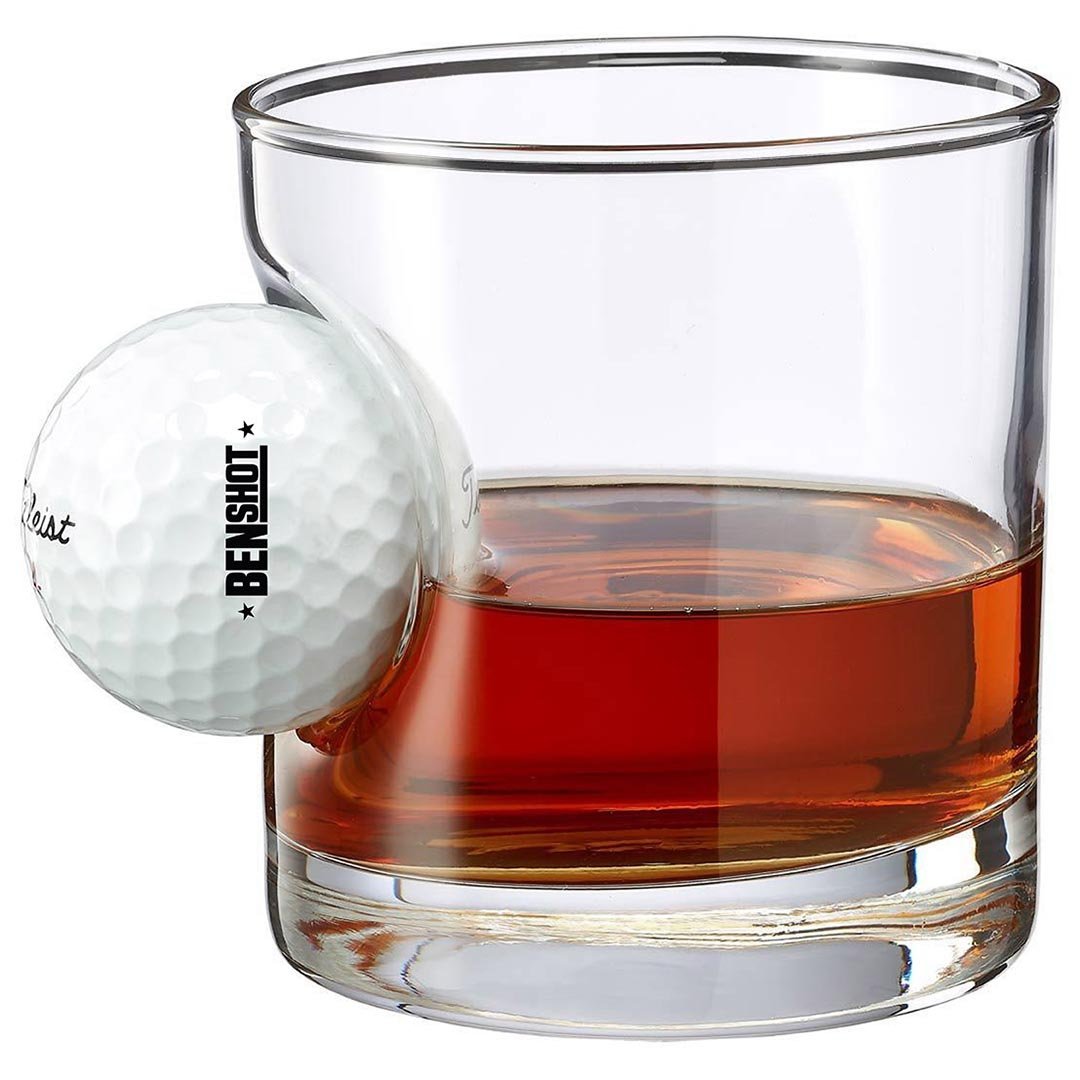 Collection of BenShot Golf Ball Glasses in a gallery layout