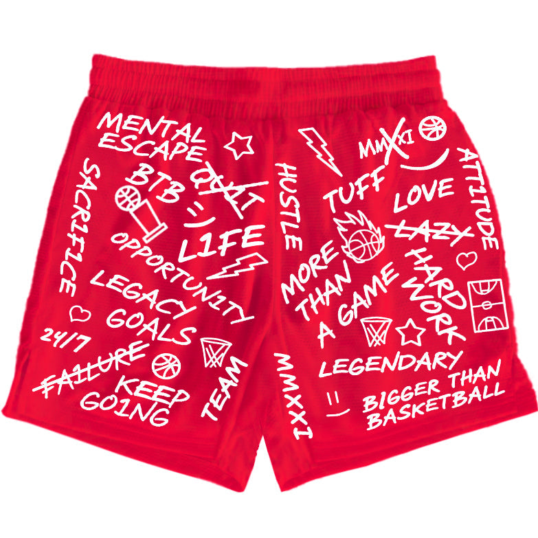 Collection of Emotions Red Basketball Shorts in a gallery layout