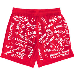 Collection of Emotions Red Basketball Shorts in a gallery layout