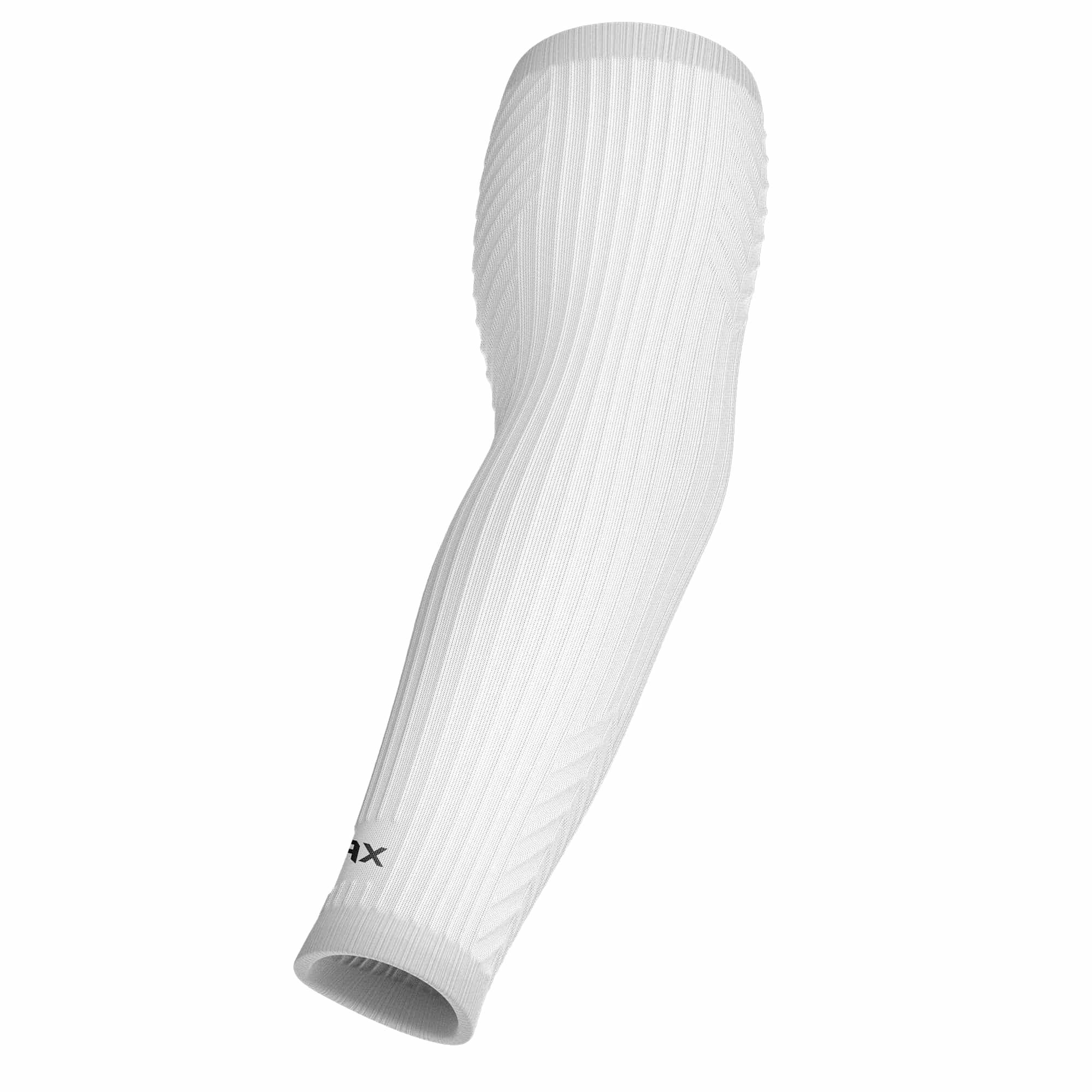 Collection of White ribbed arm sleeve on a white background in a gallery layout