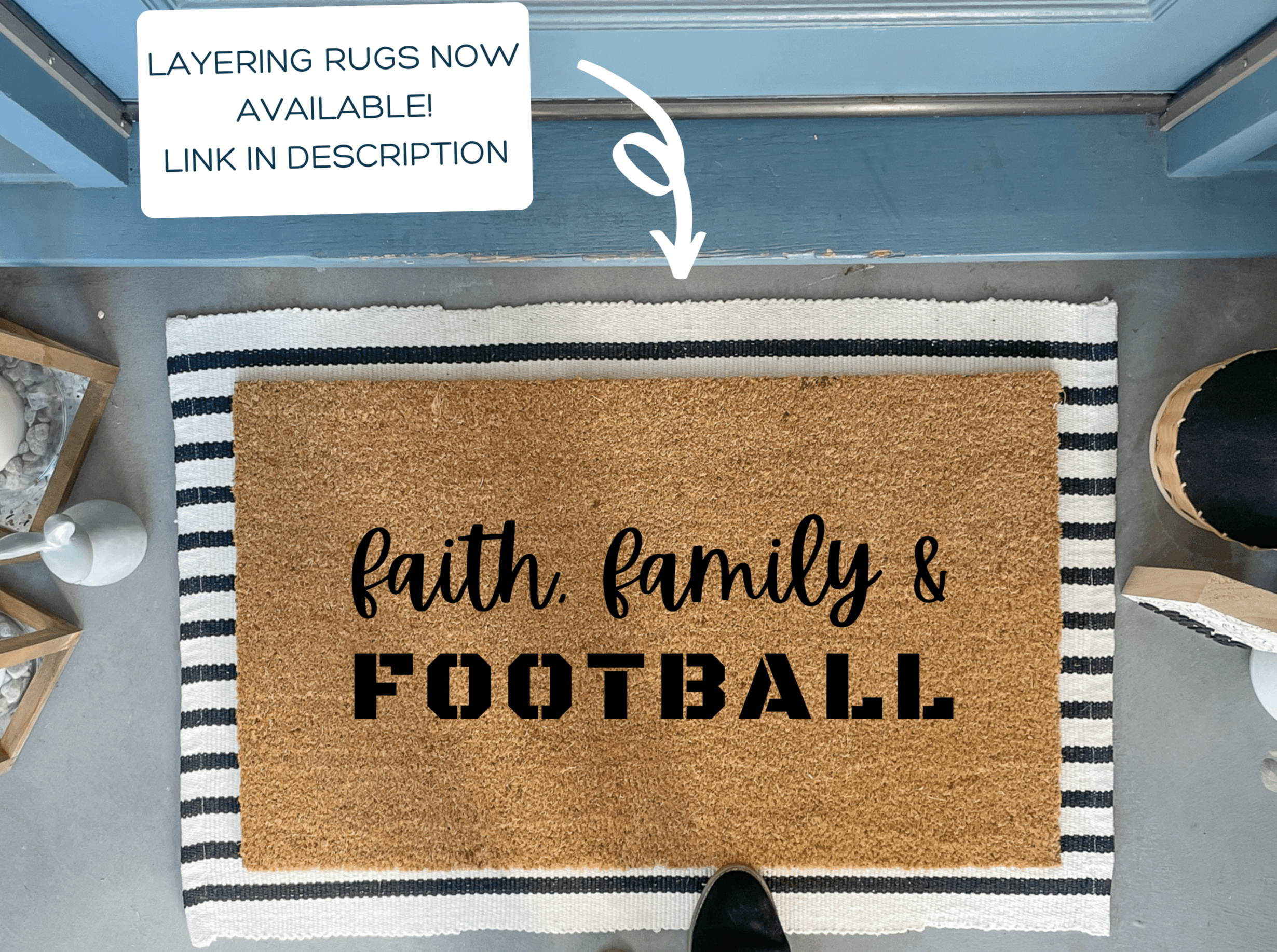 Collection of Faith Family Football Door Mat in a gallery layout