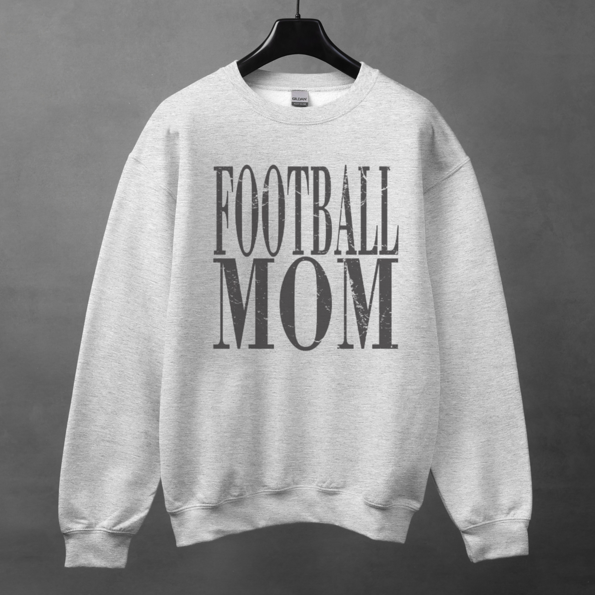 Collection of Distressed Football Mom Crewneck Sweatshirt in a gallery layout