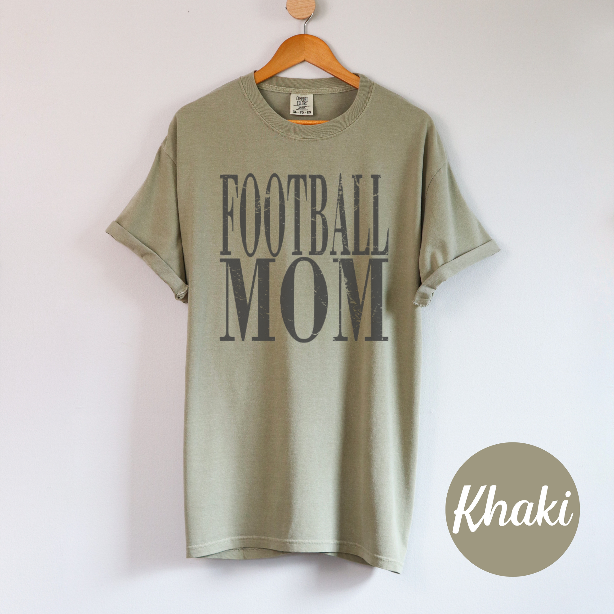 Collection of Distressed Football Mom Tee Shirt in a gallery layout