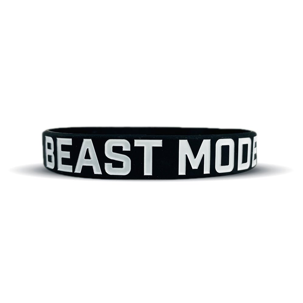 Collection of Black wristband with 'BEAST MODE' text on a white background in a gallery layout
