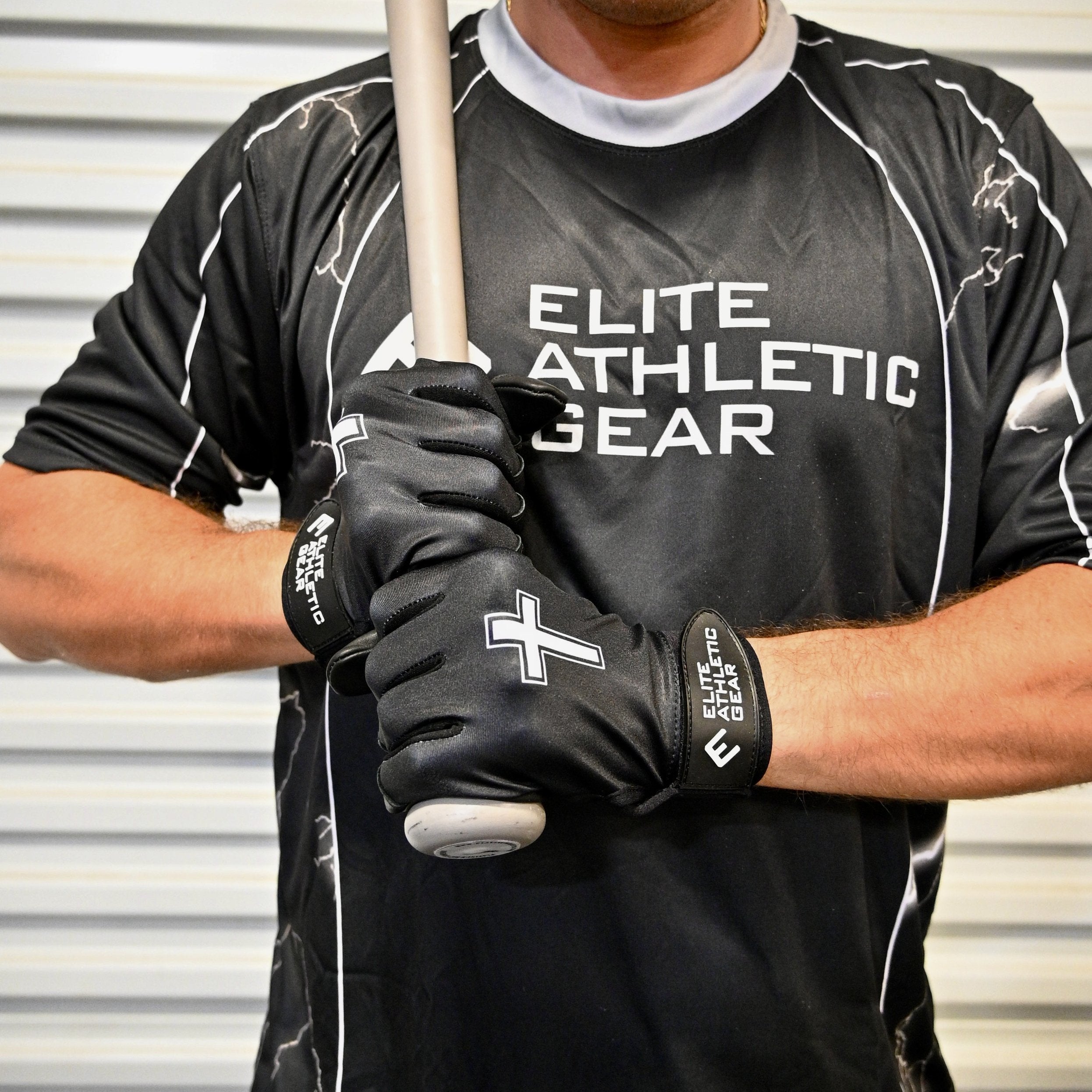 Collection of Faith Cross Black Batting Gloves in a gallery layout
