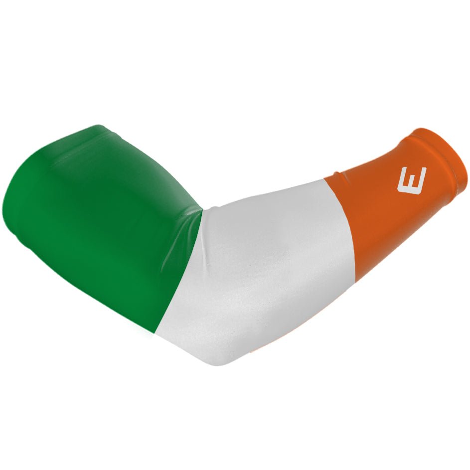 Collection of Elbow pad with green, white, and orange design on a white background. Ireland.  in a gallery layout