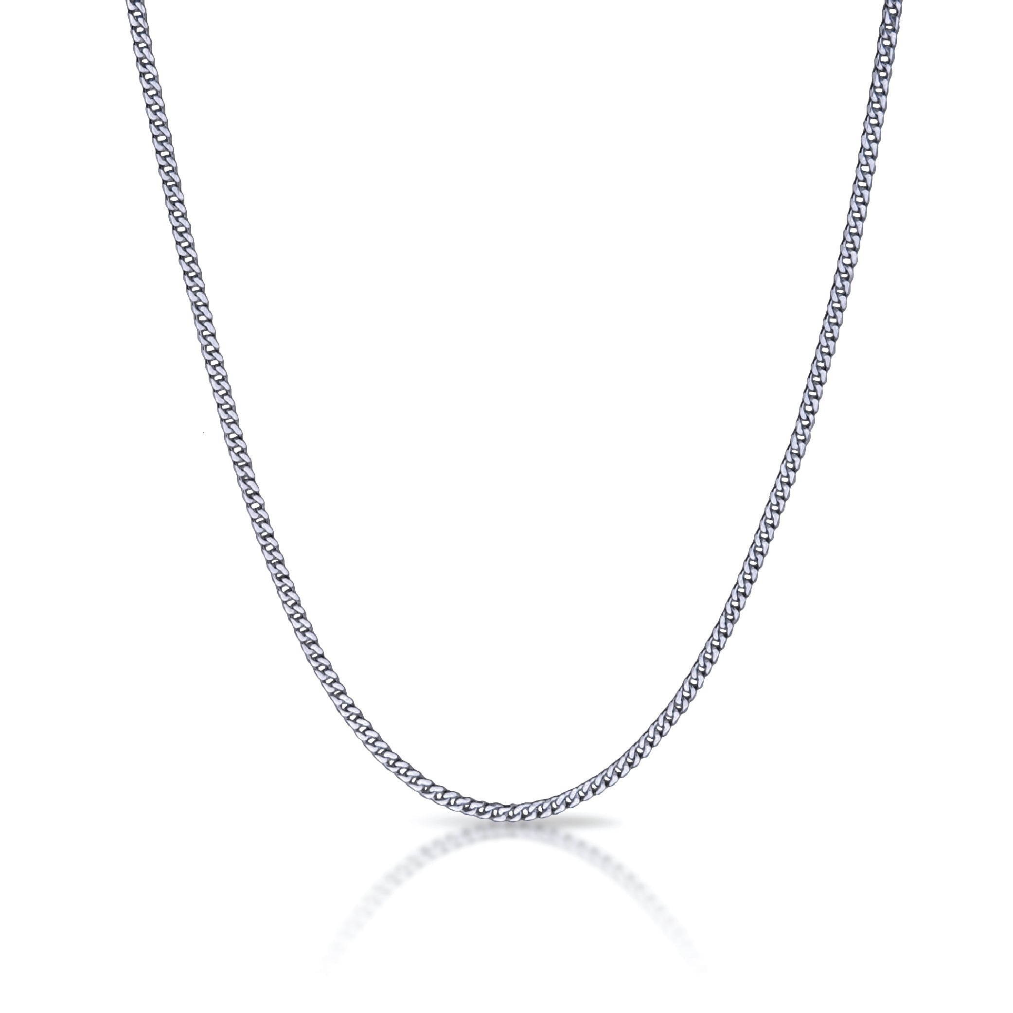 Collection of Silver chain necklace on a white background in a gallery layout